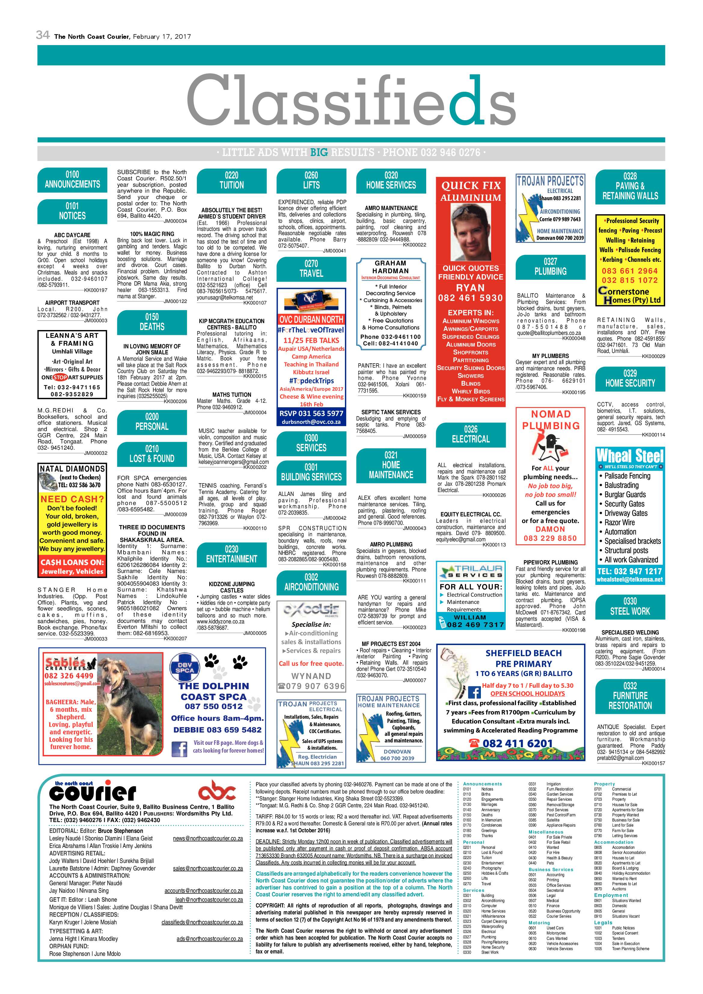 The North Coast Courier – 17 February 2017 page 34