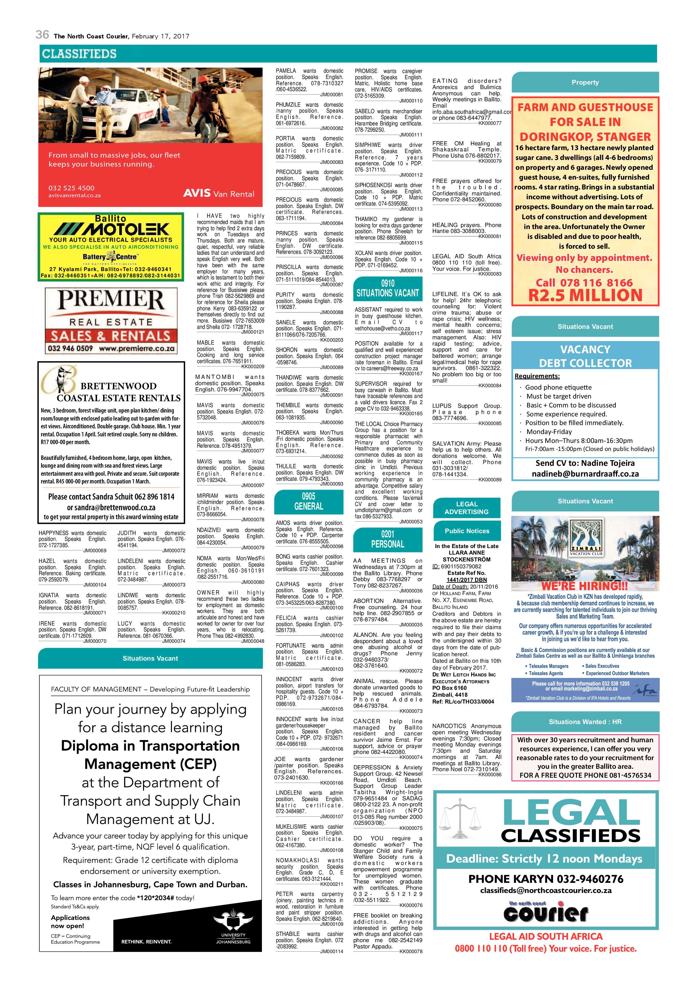 The North Coast Courier – 17 February 2017 page 36