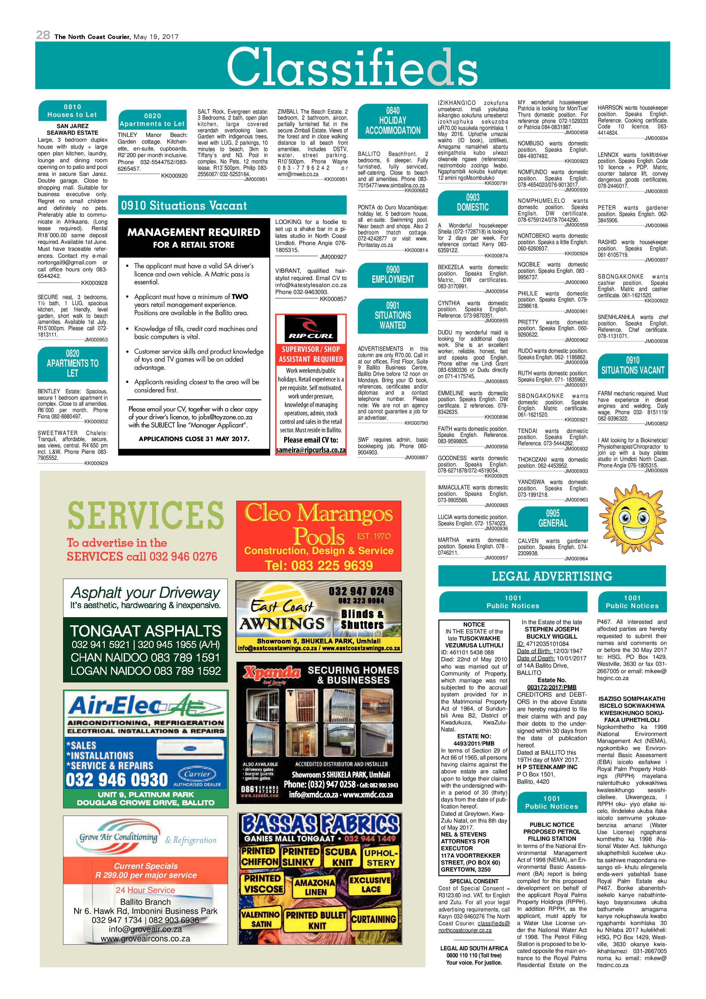 The North Coast Courier – 19 May 2017 page 28
