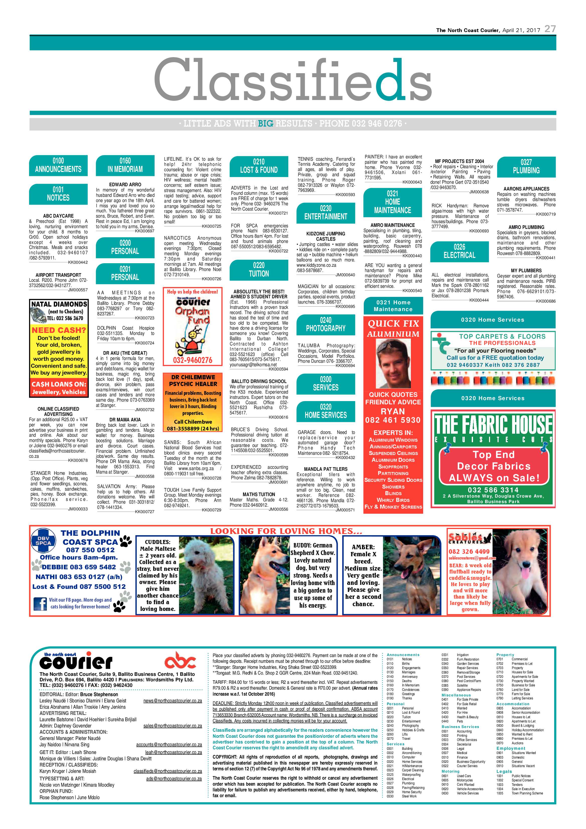 The North Coast Courier – 21 April 2017 page 27