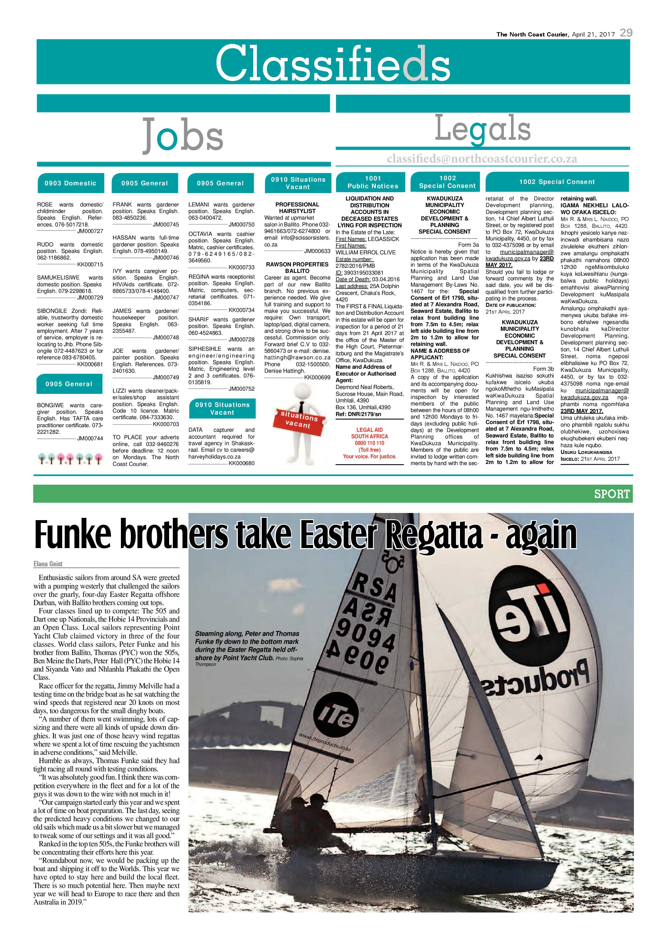 The North Coast Courier – 21 April 2017 page 29