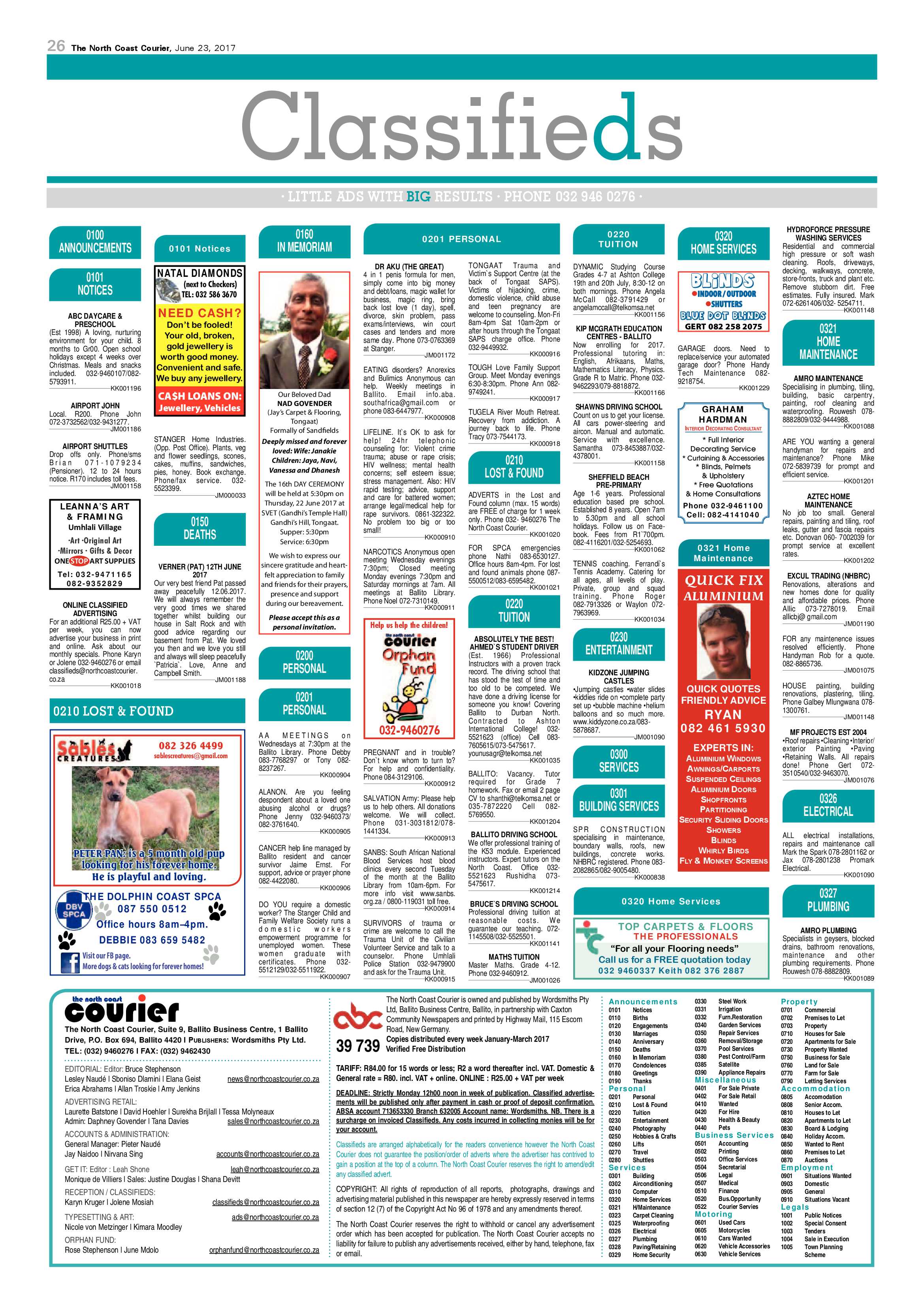 The North Coast Courier – 23 June 2017 page 26