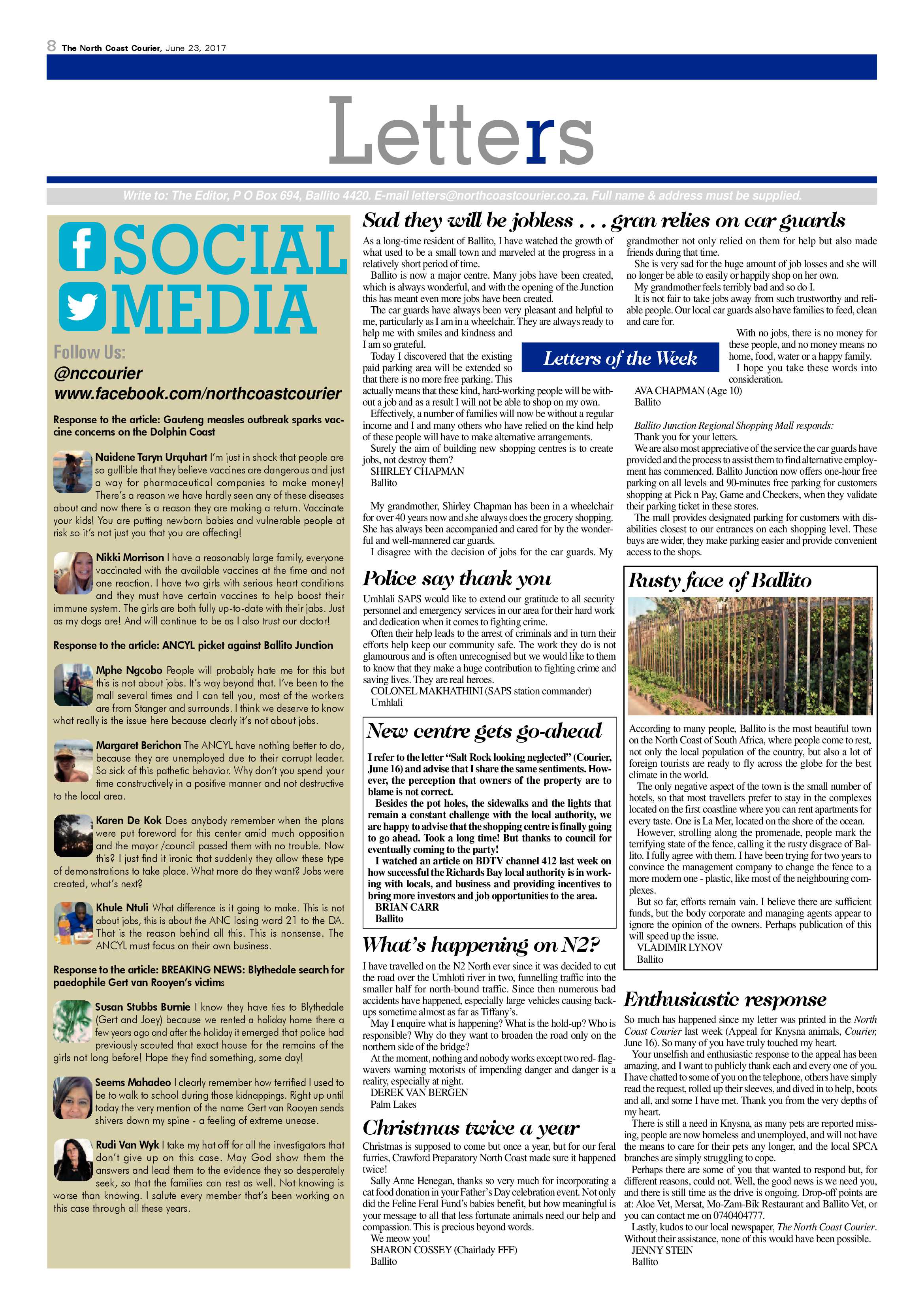 The North Coast Courier – 23 June 2017 page 8