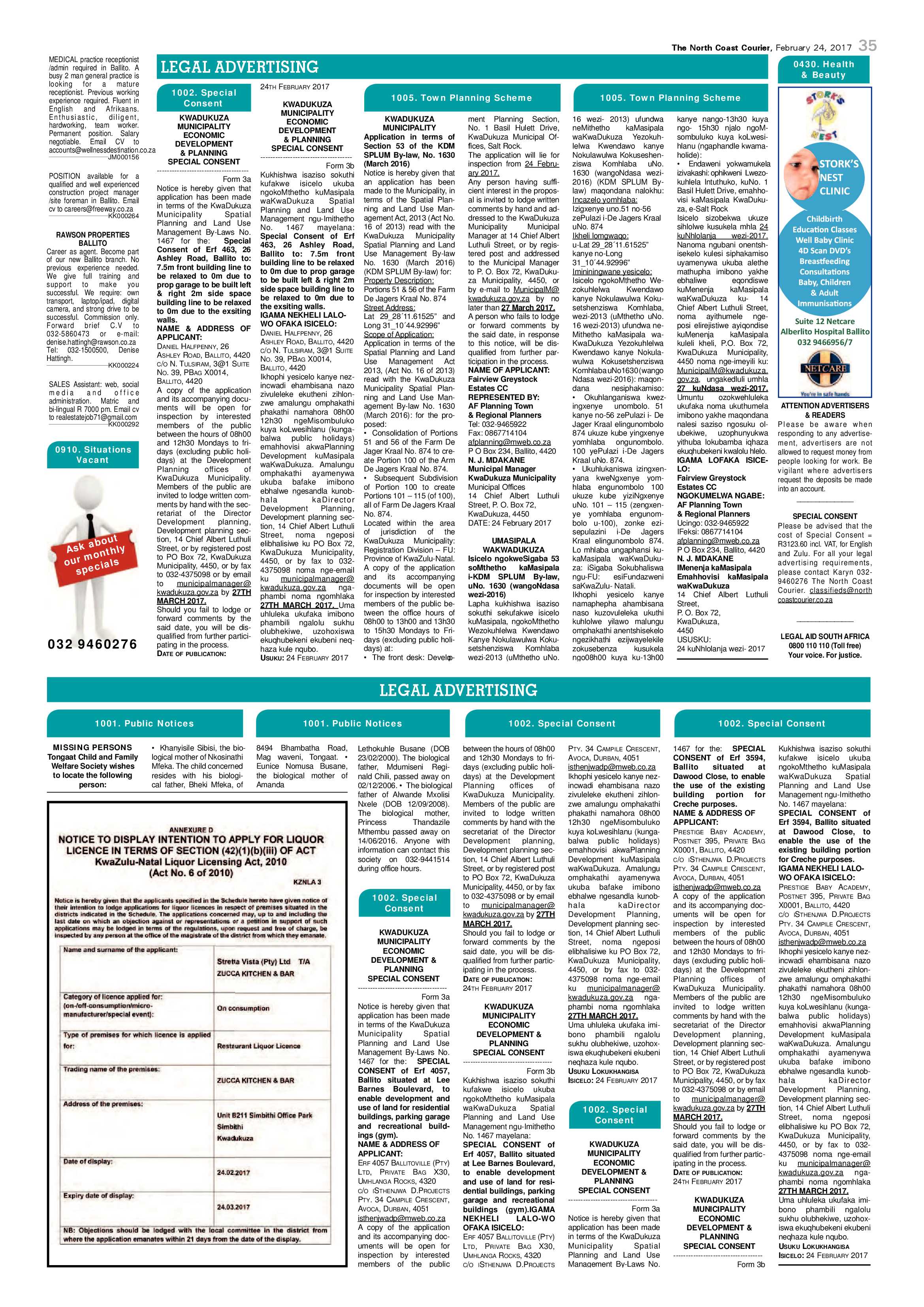 The North Coast Courier – 24 February 2017 page 35
