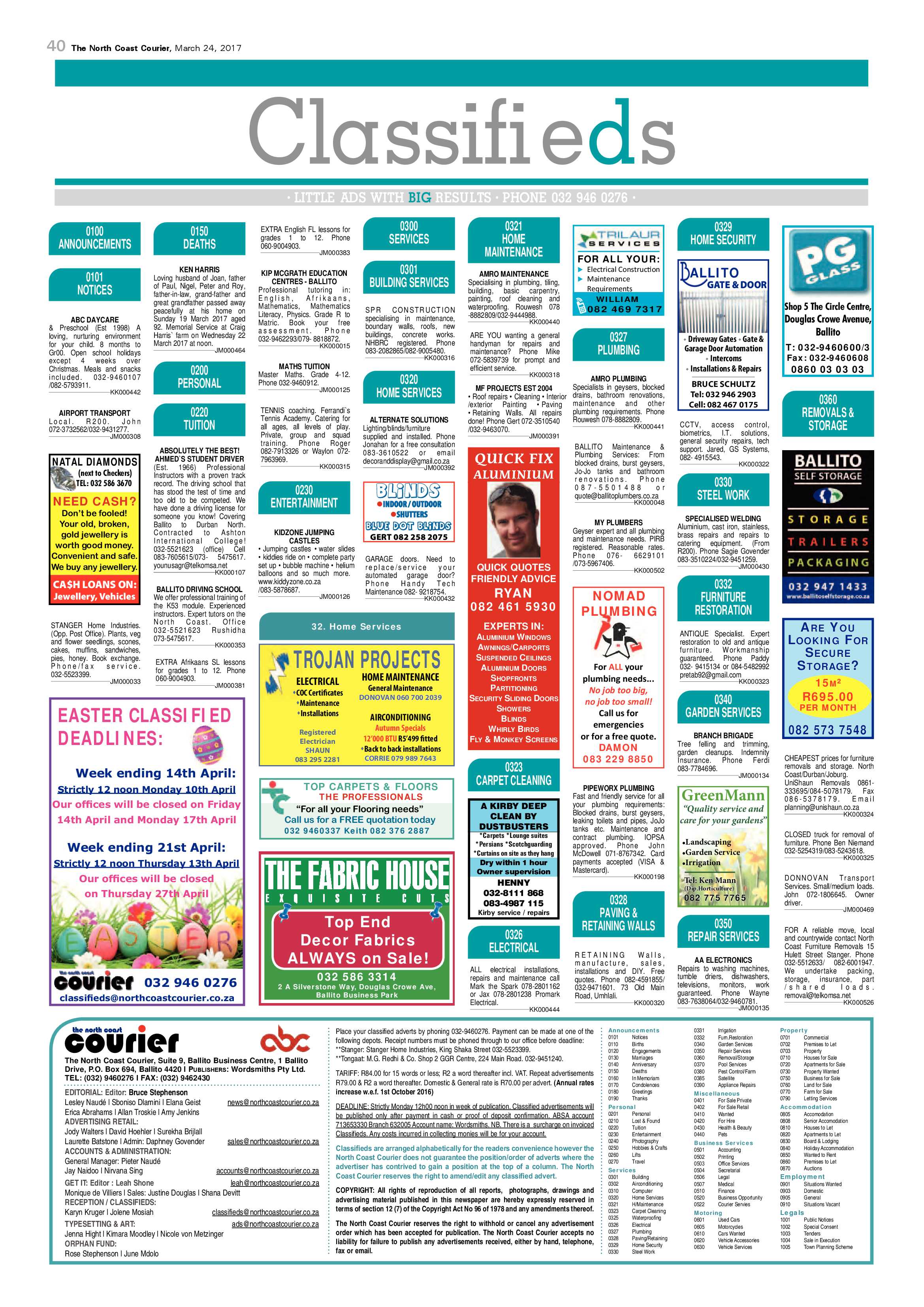 The North Coast Courier – 24 March 2017 page 40