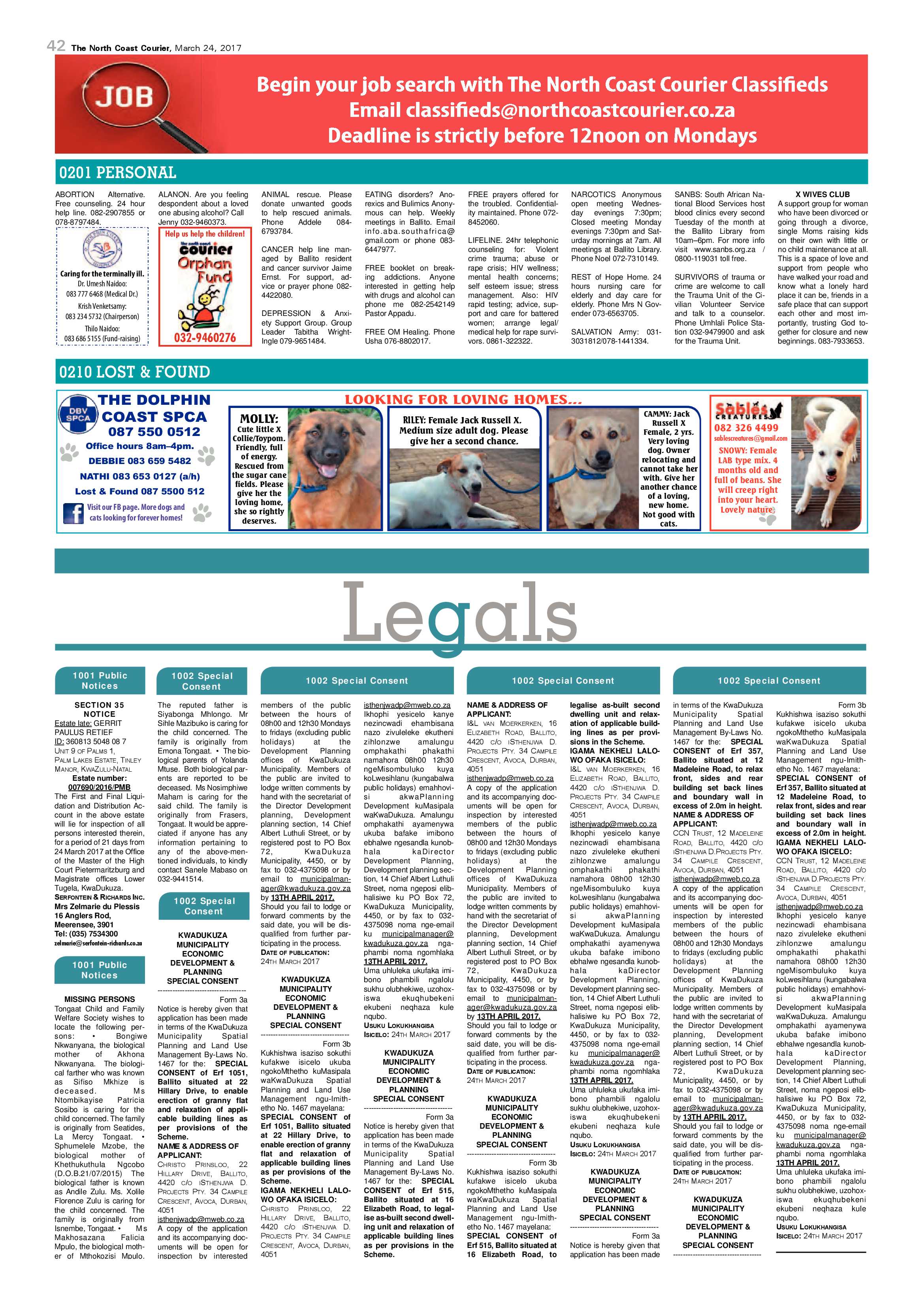 The North Coast Courier – 24 March 2017 page 42