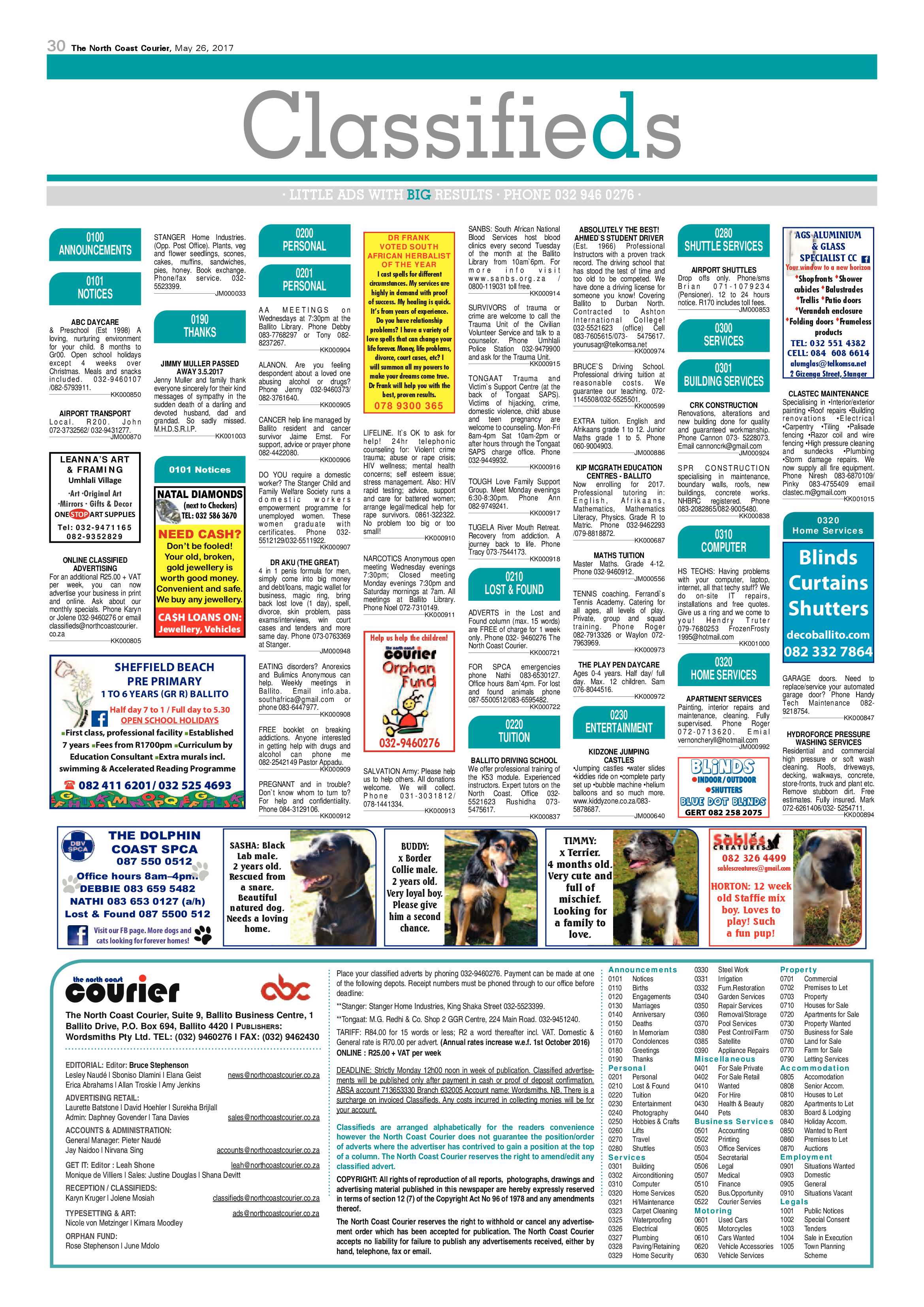 The North Coast Courier – 26 May 2017 page 30