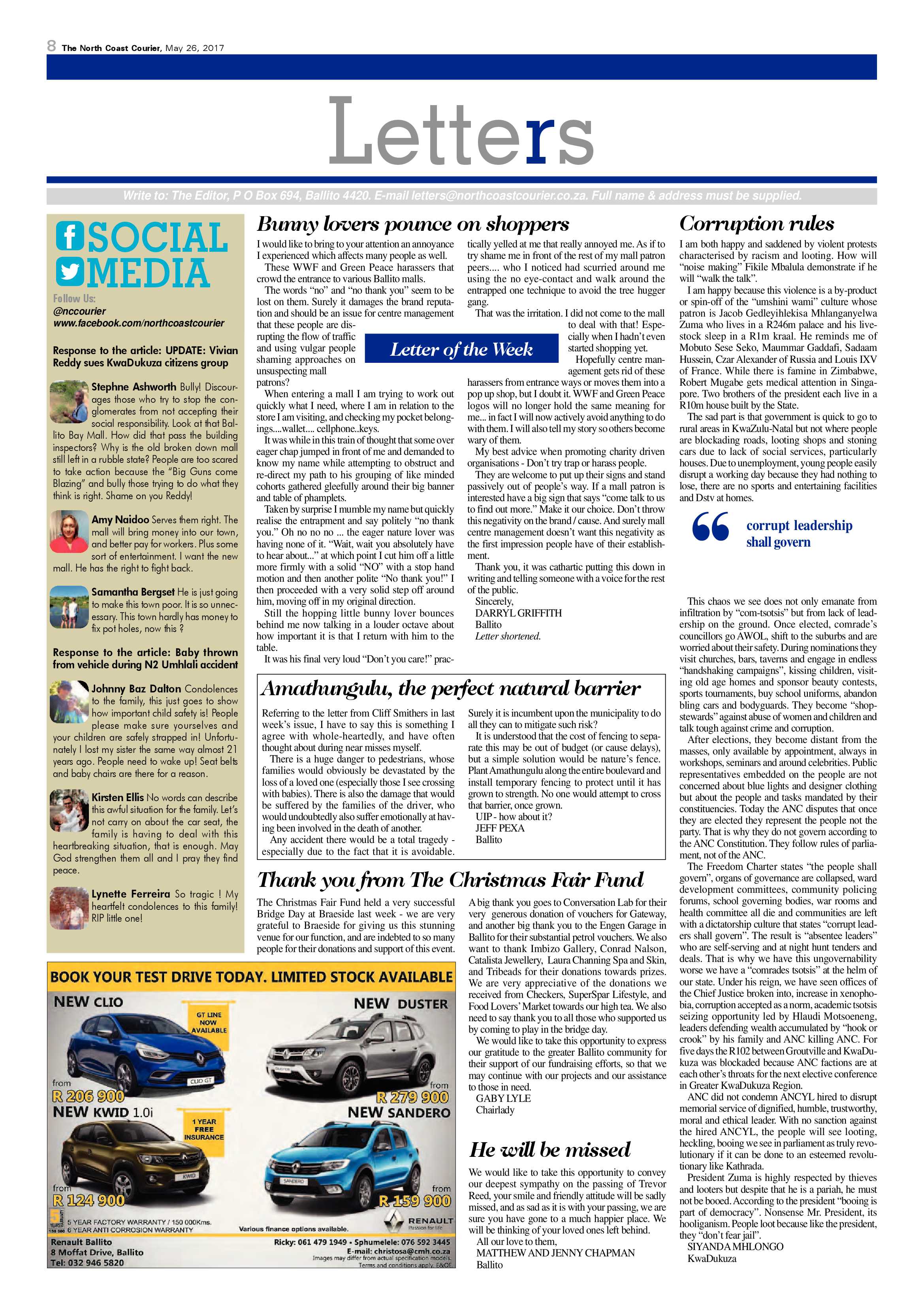 The North Coast Courier – 26 May 2017 page 8