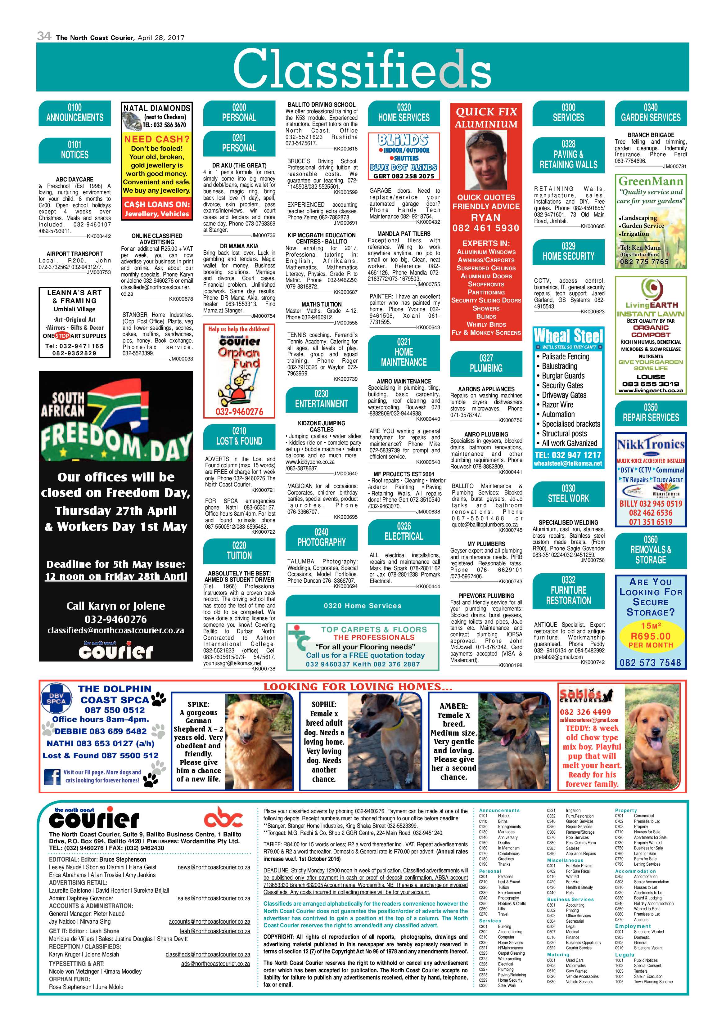 The North Coast Courier – 28 April 2017 page 34