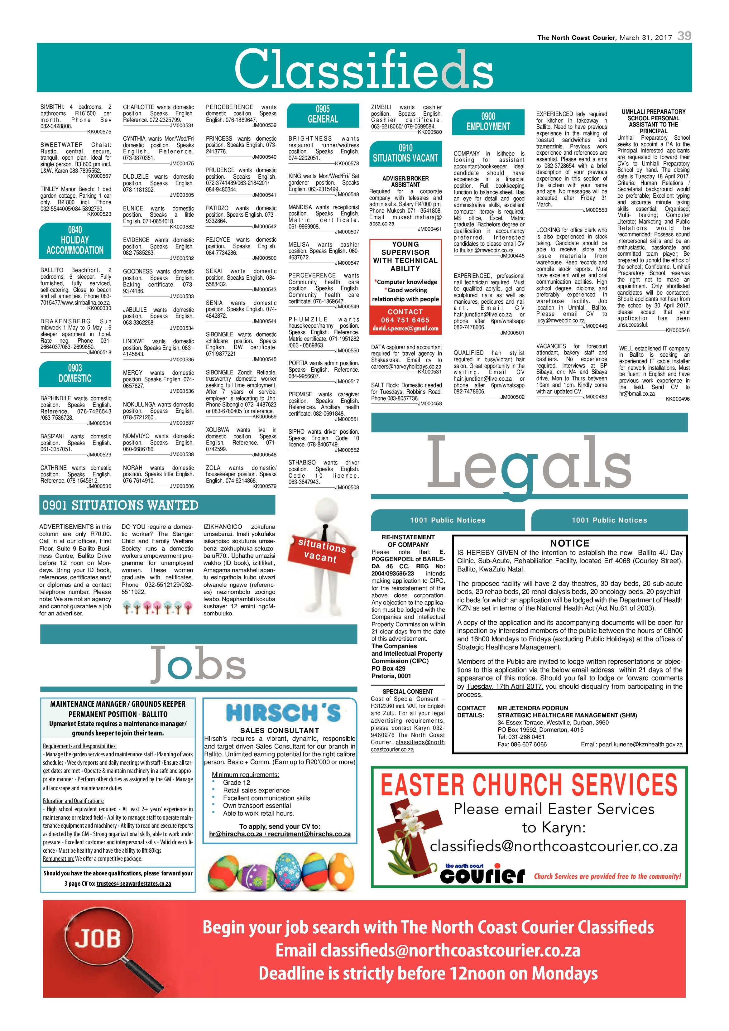 The North Coast Courier – 31 March 2017 page 39