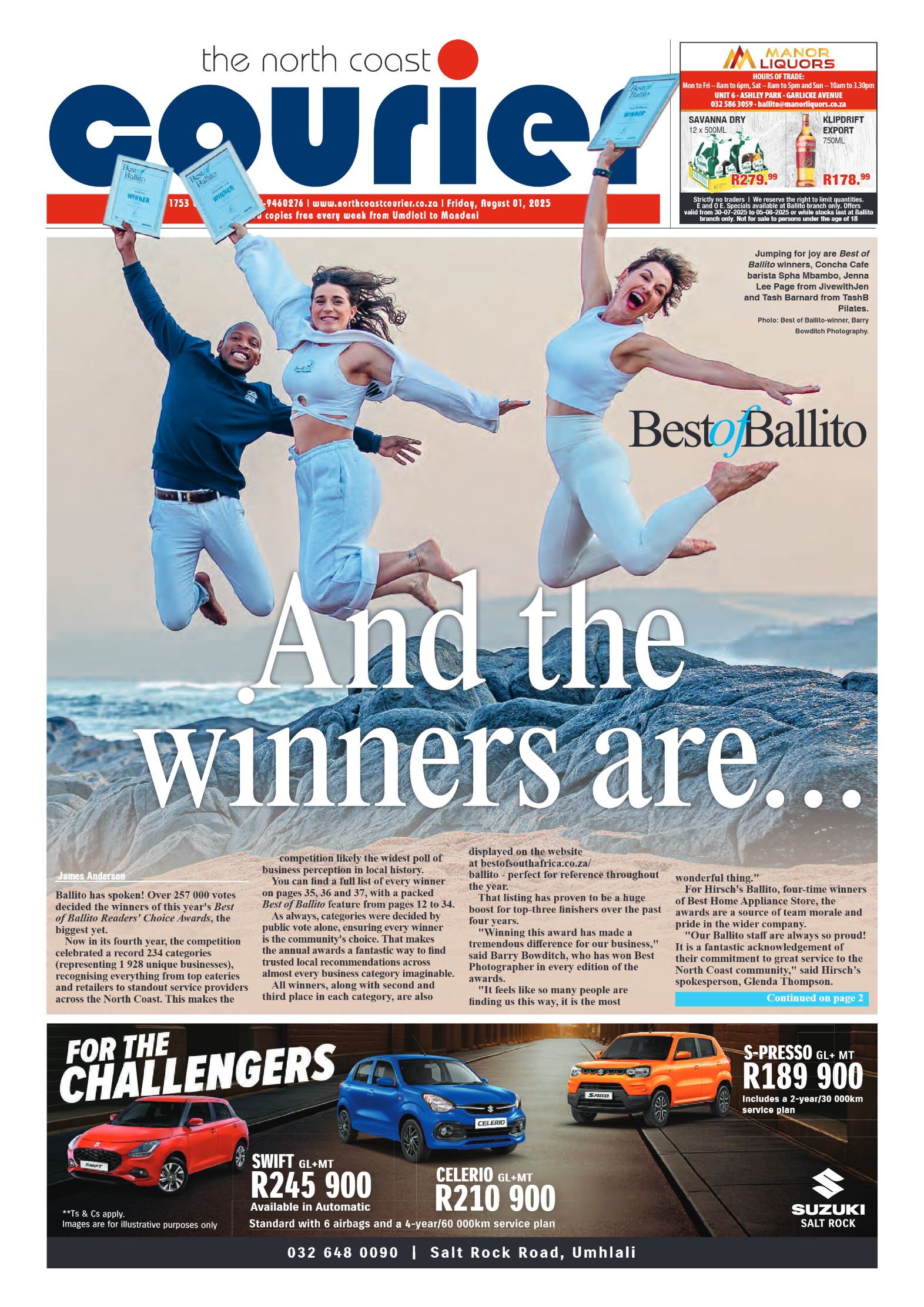 The North Coast Courier – 01 August 2025 page 1