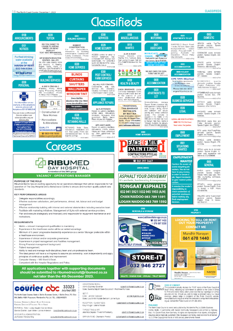 The North Coast Courier 01 December 2023 page 18