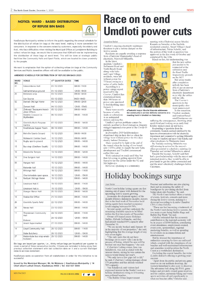 The North Coast Courier 01 December 2023 page 2