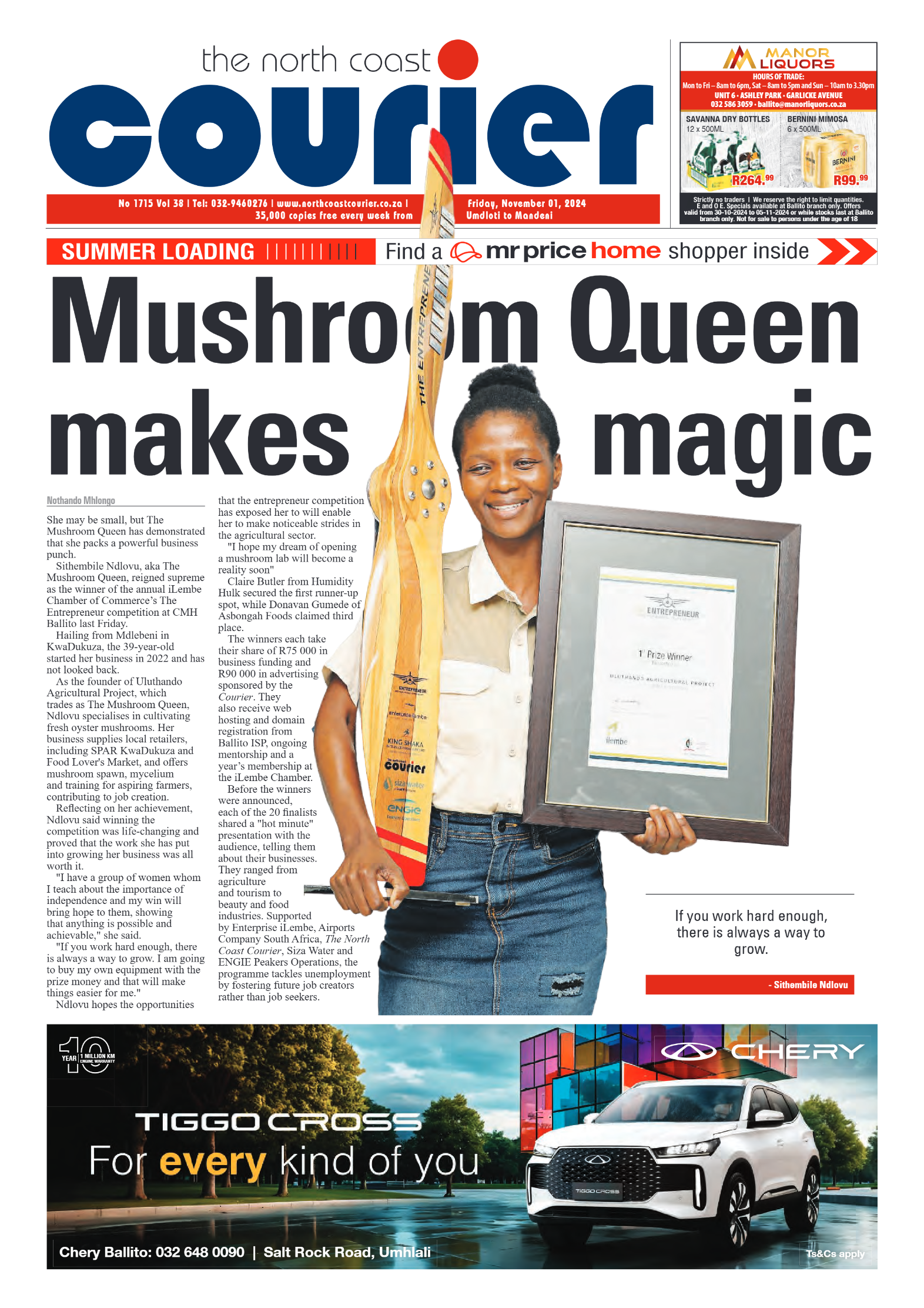 The North Coast Courier – 01 November 2024 page 1