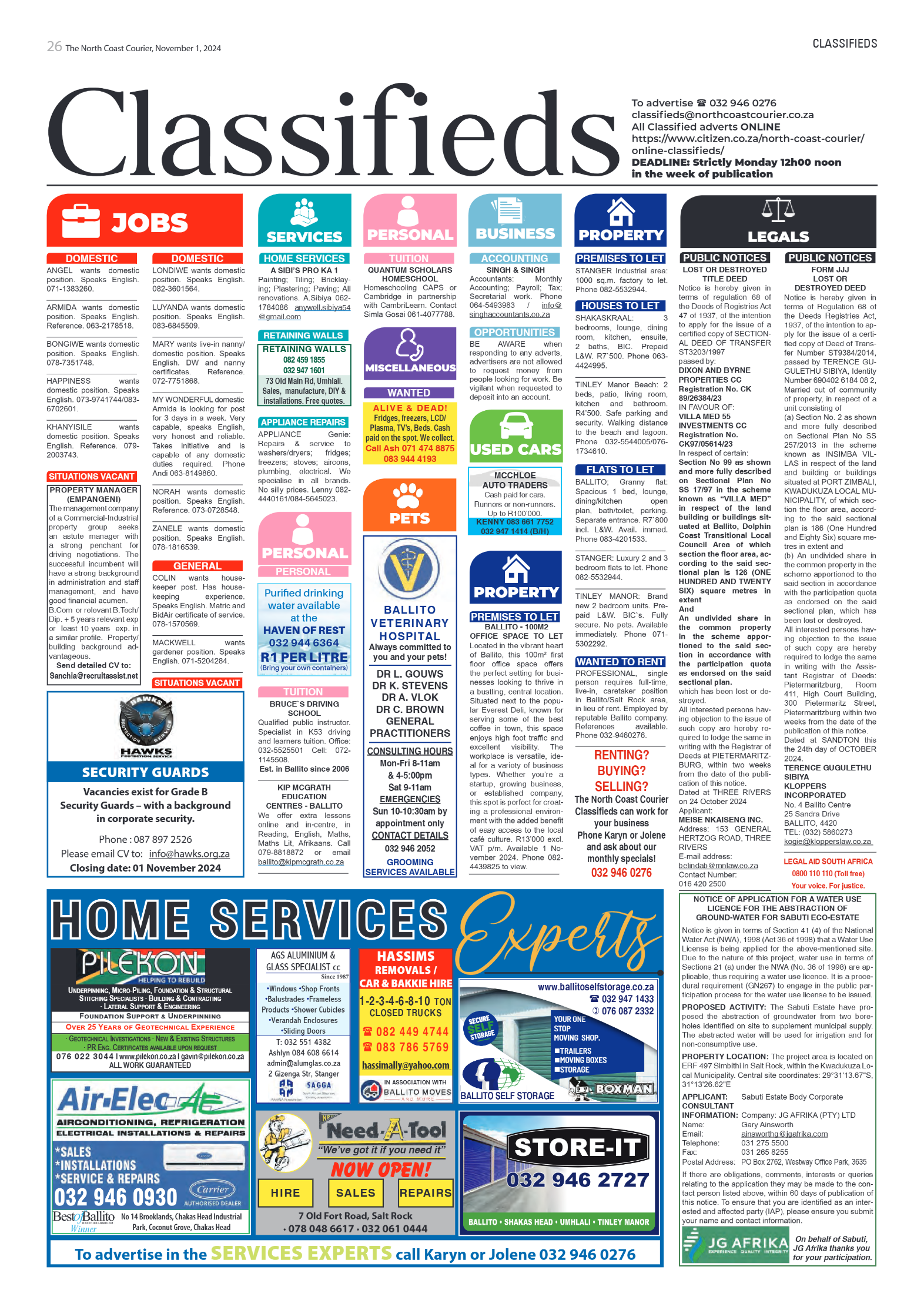 The North Coast Courier – 01 November 2024 page 26