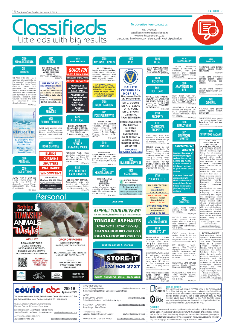 The North Coast Courier 01 September 2023 page 18