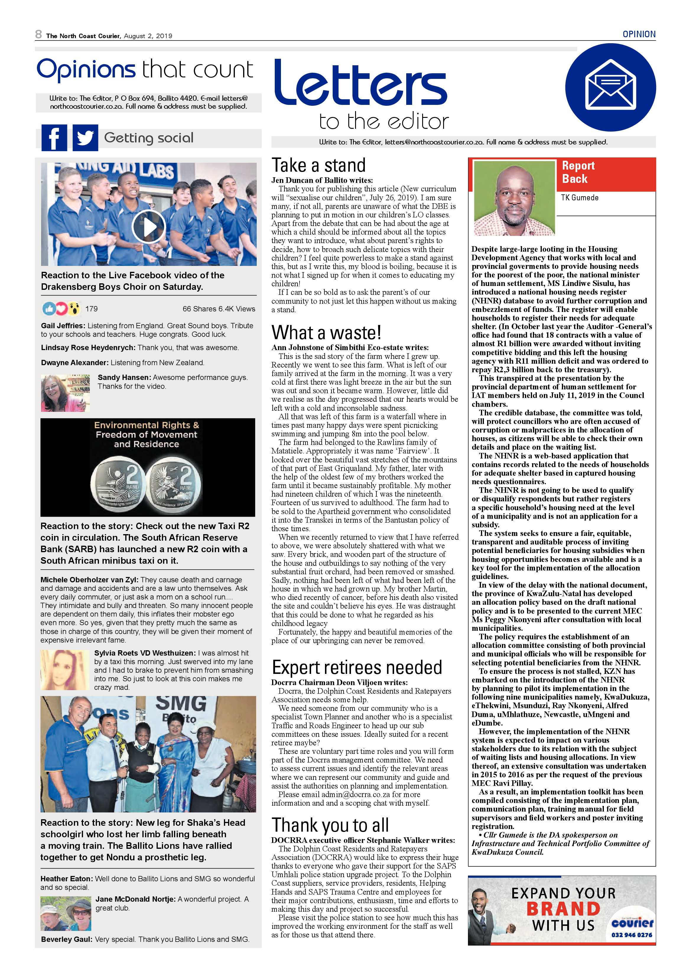The North Coast Courier 02 August 2019 page 8