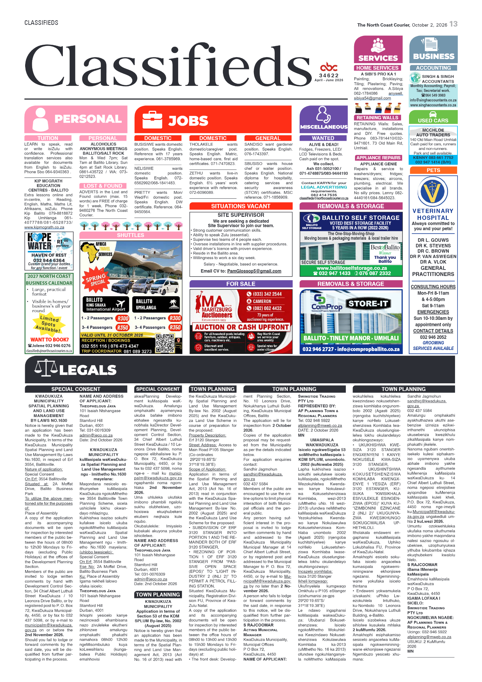 The North Coast Courier – 02 October 2026 page 13