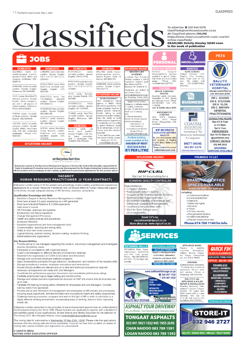 The North Coast Courier 03 May 2024 page 14