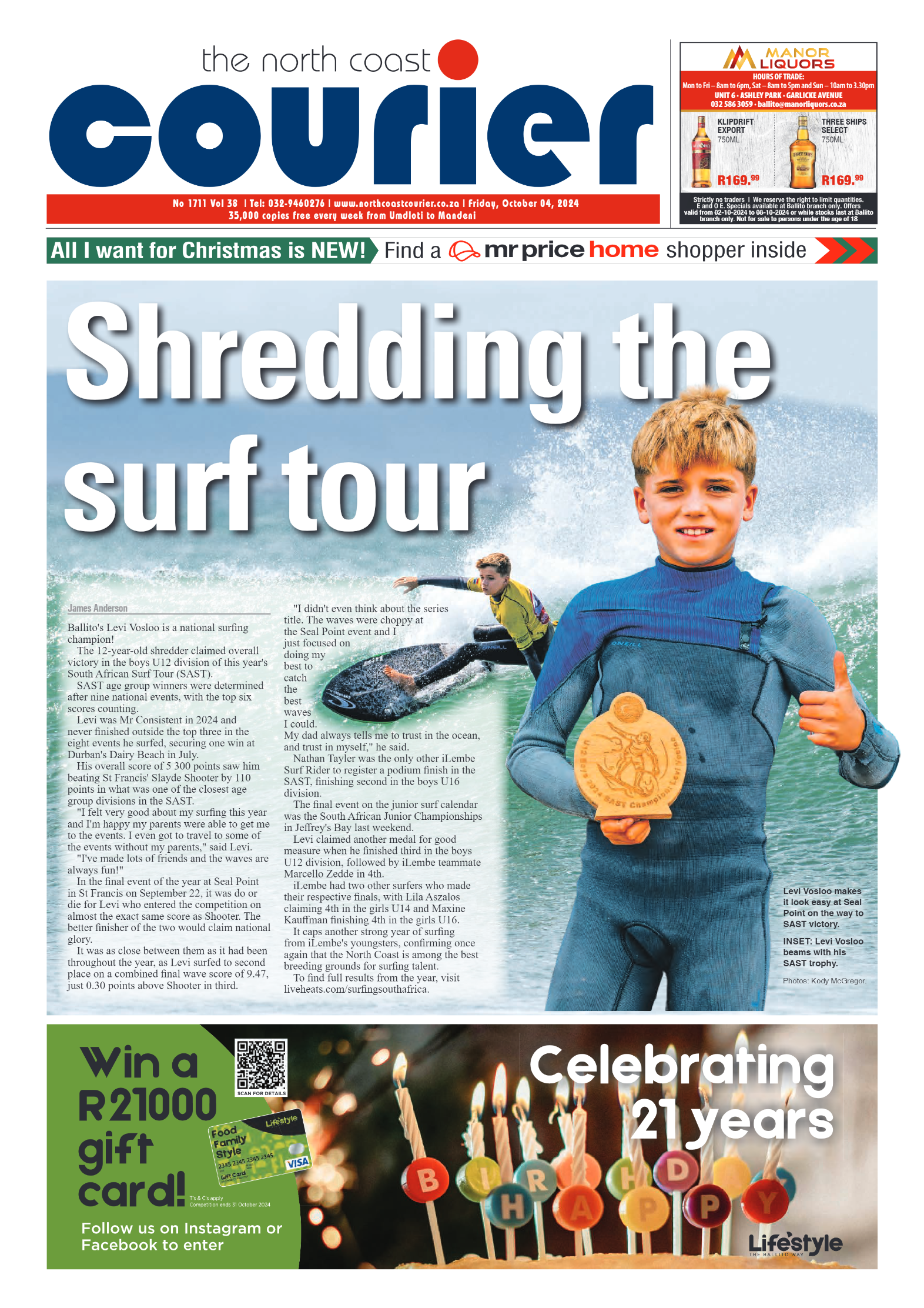 The North Coast Courier – 04 October 2024 page 1