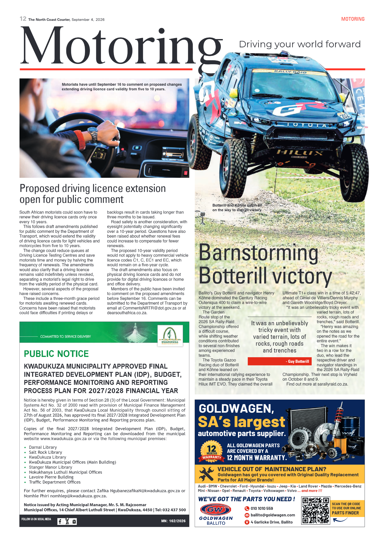 The North Coast Courier – 04 September 2026 page 12