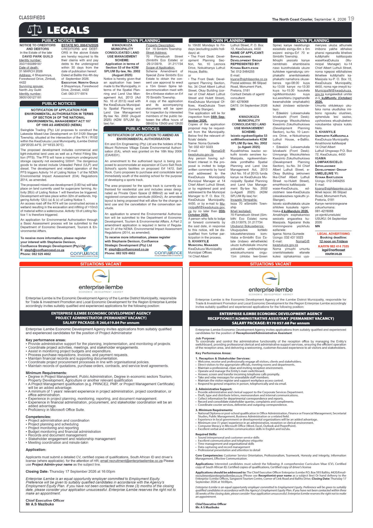 The North Coast Courier – 04 September 2026 page 19