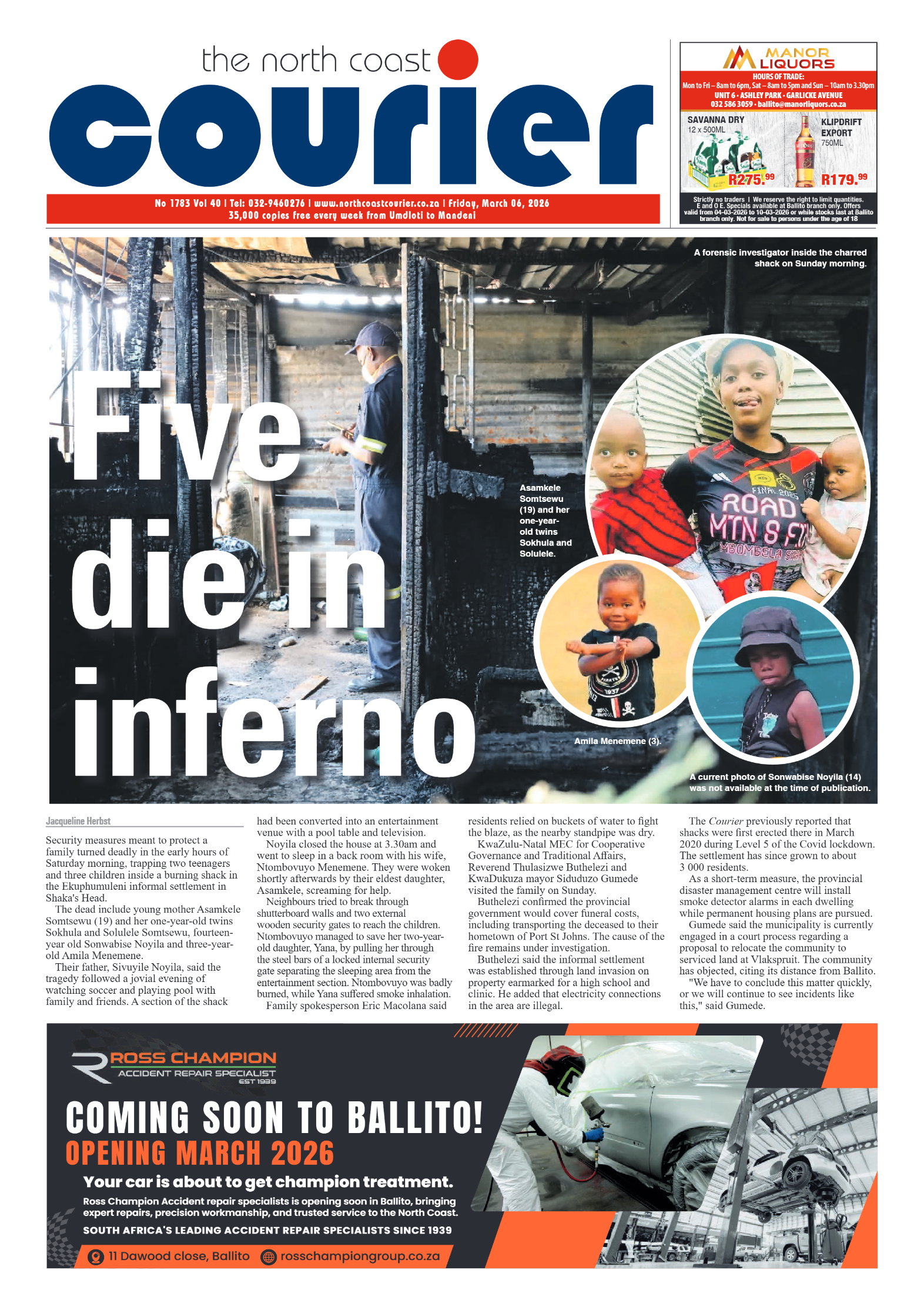 The North Coast Courier – 06 March 2026 page 1