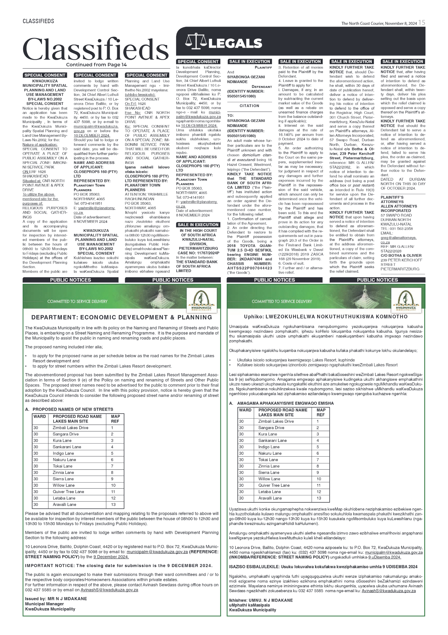 The North Coast Courier – 08 November 2024 page 15