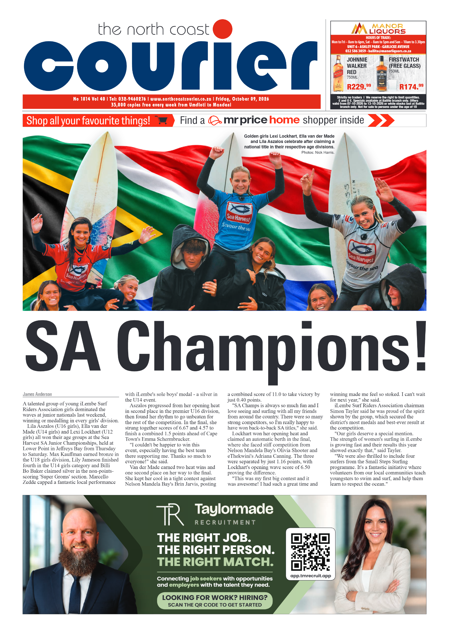 The North Coast Courier – 09 October 2026 page 1