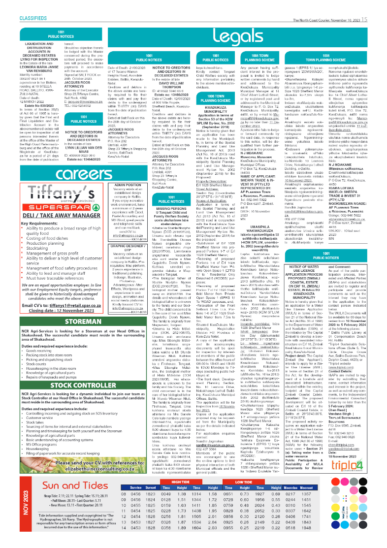The North Coast Courier 10 November 2023 page 15