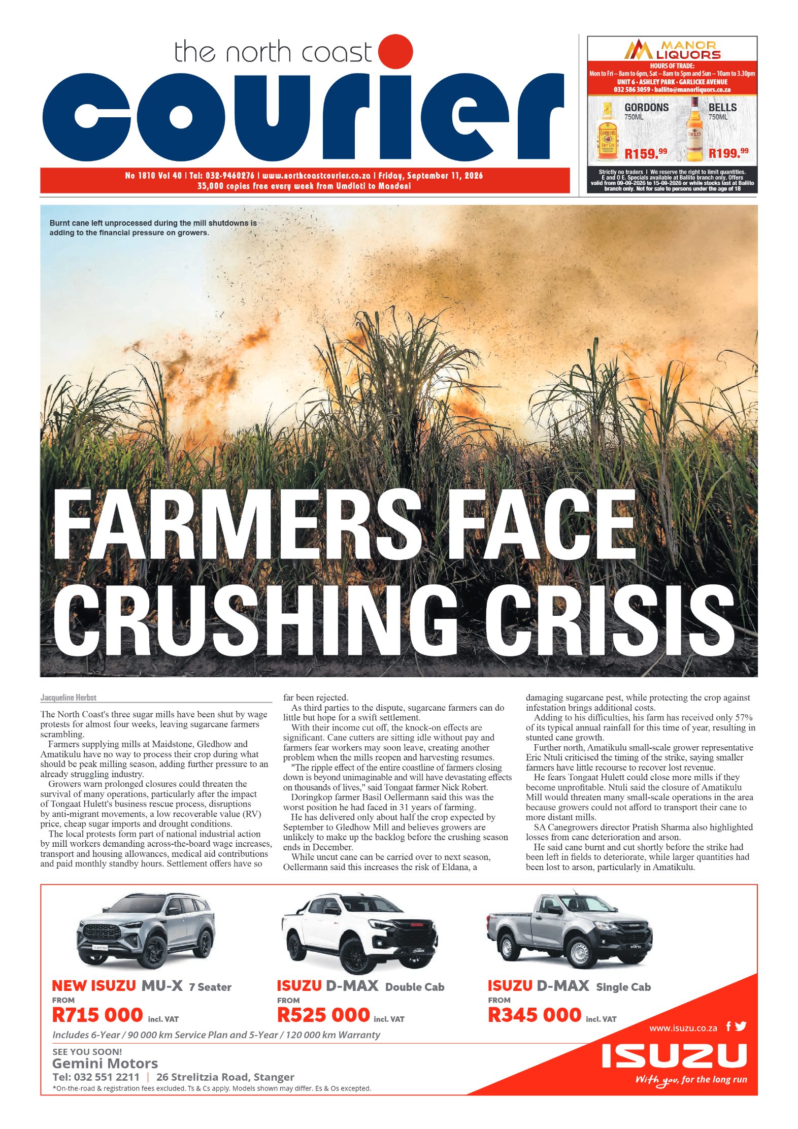 The North Coast Courier – 11 September 2026 page 1