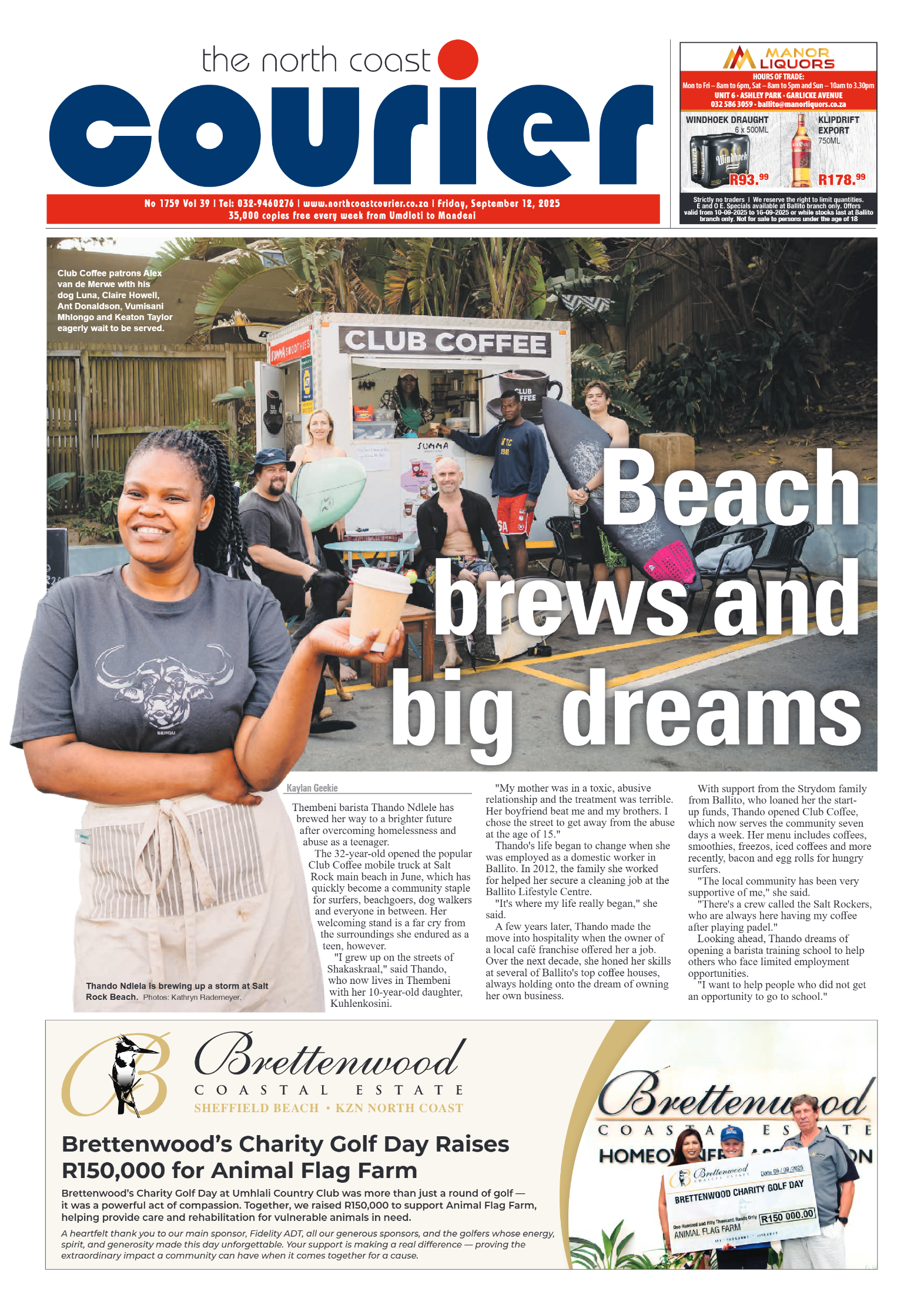 The North Coast Courier – 12 September 2025 page 1