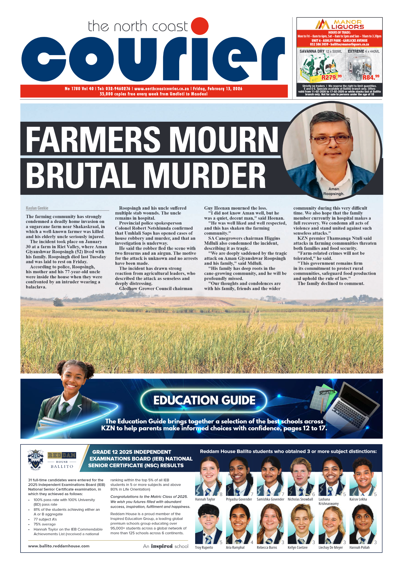 The North Coast Courier – 13 February 2026 page 1