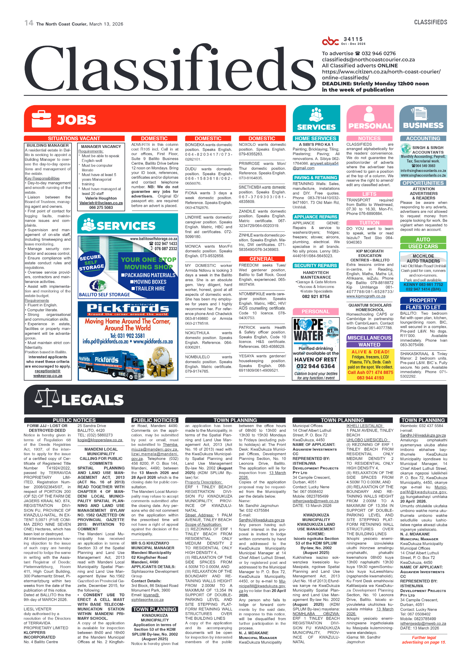 The North Coast Courier – 13 March 2026 page 14