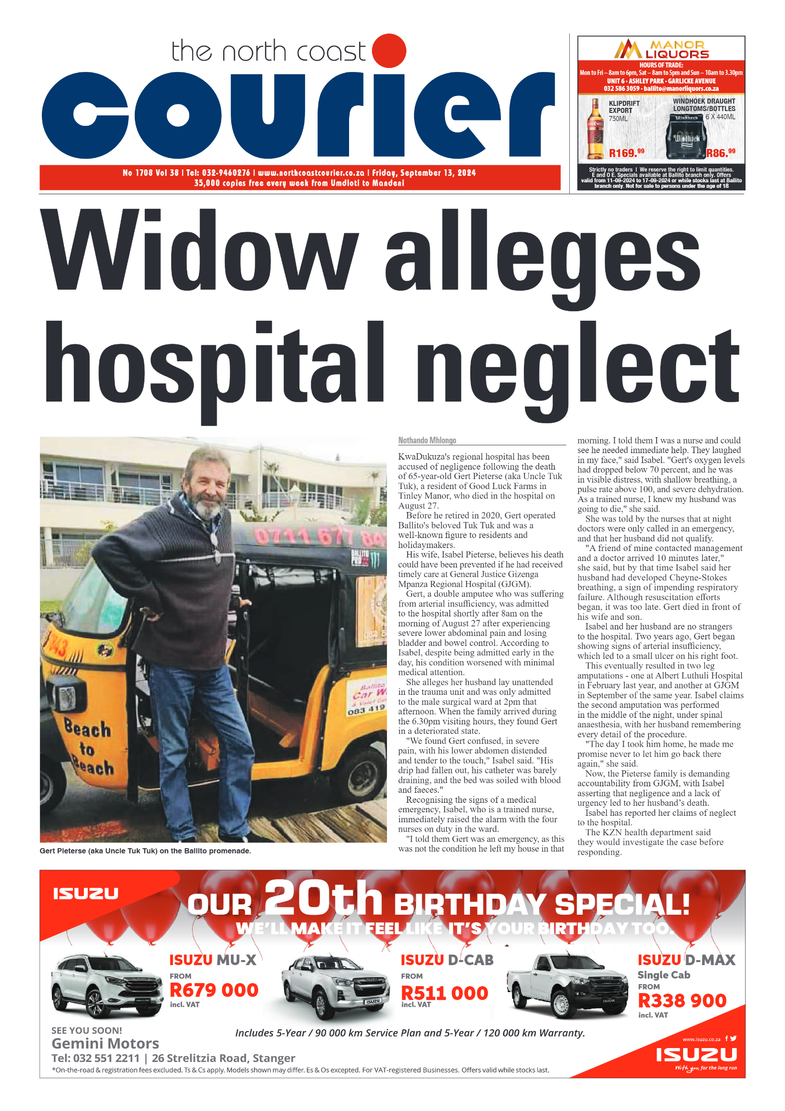 The North Coast Courier – 13 September 2024 page 1