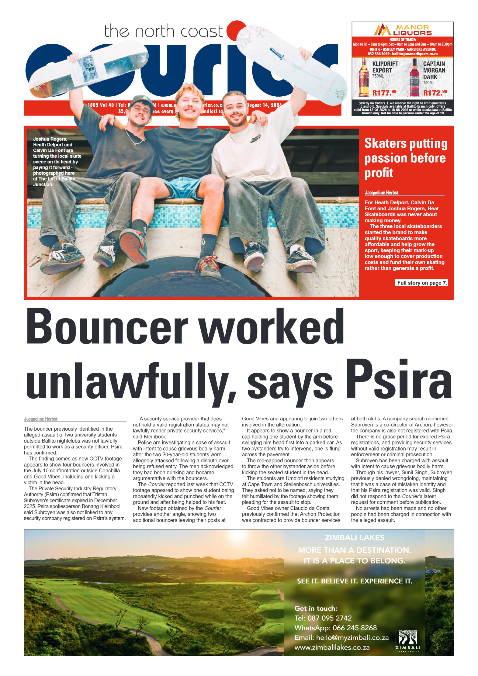 The North Coast Courier – 14 August 2026 page 1