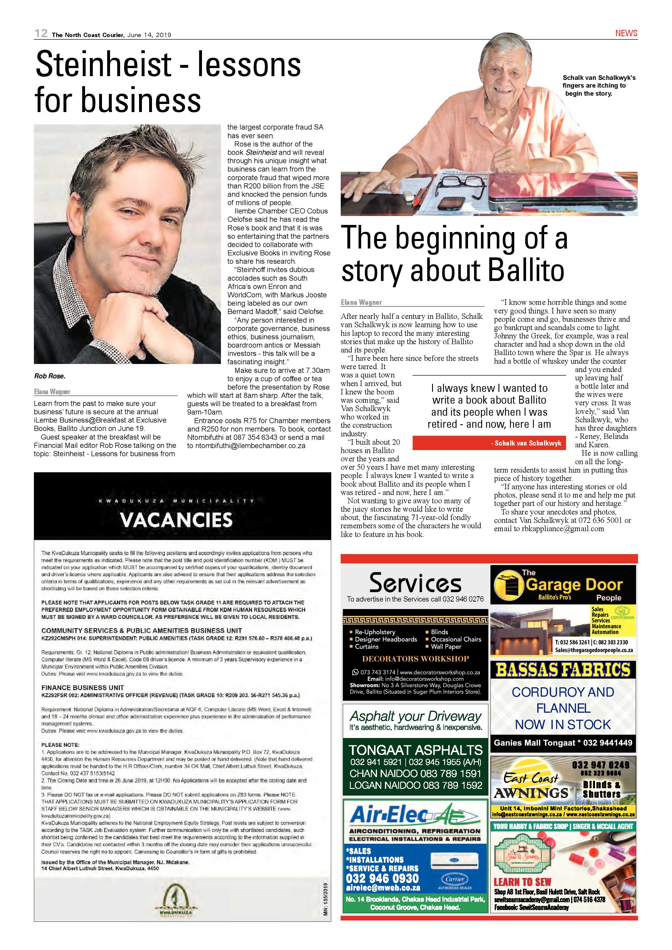 The North Coast Courier 14 June 2019 page 12