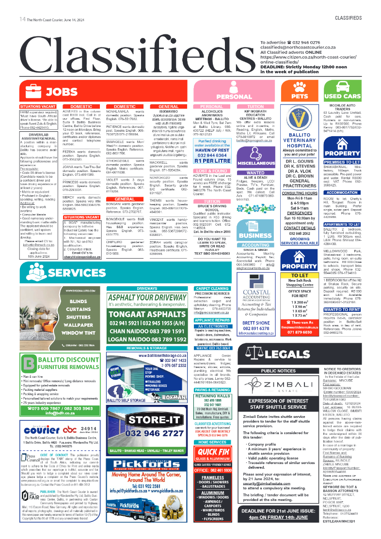 The North Coast Courier – 14 June 2024 page 14