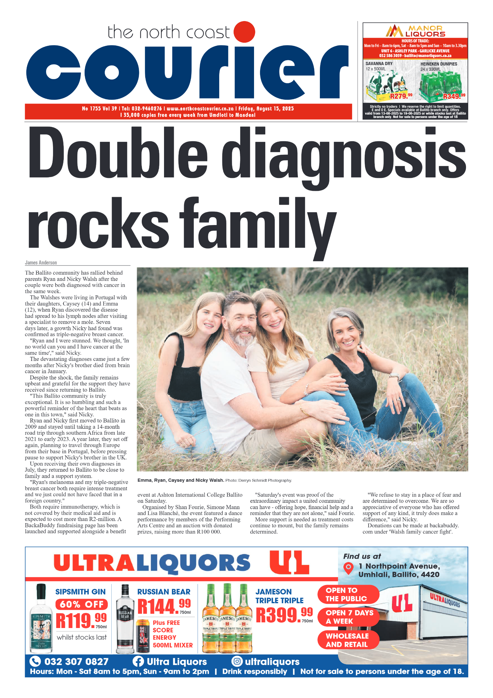 The North Coast Courier – 15 August 2025 page 1