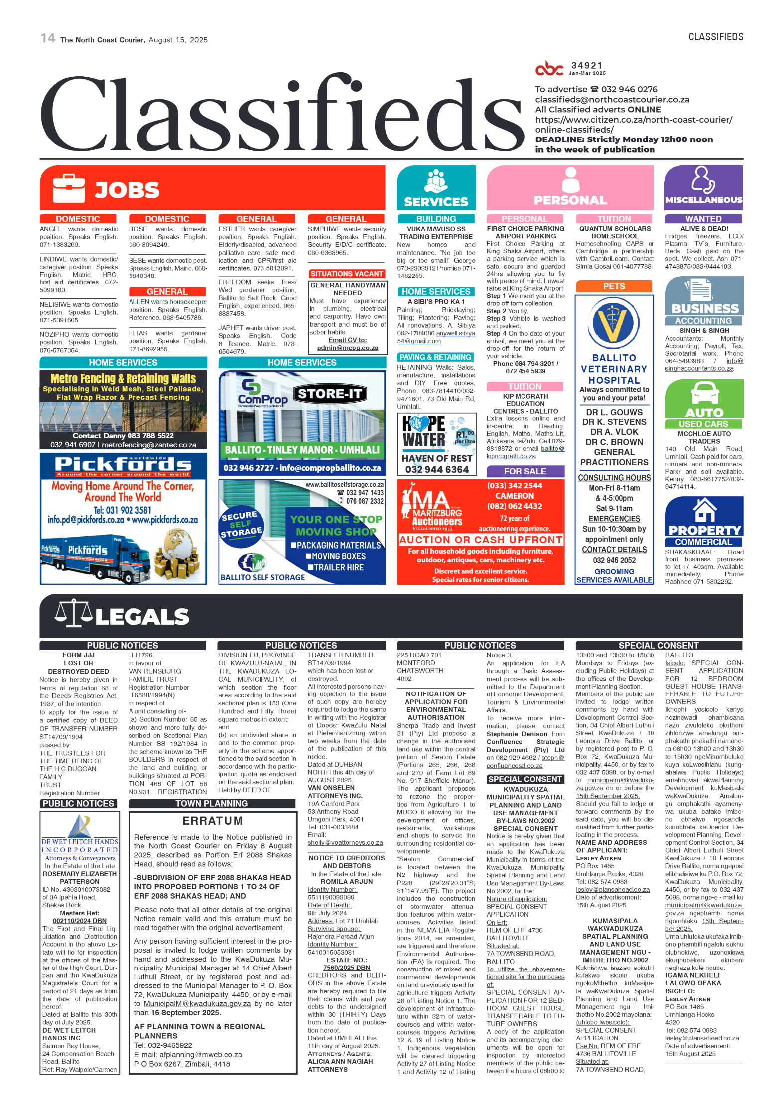 The North Coast Courier – 15 August 2025 page 14