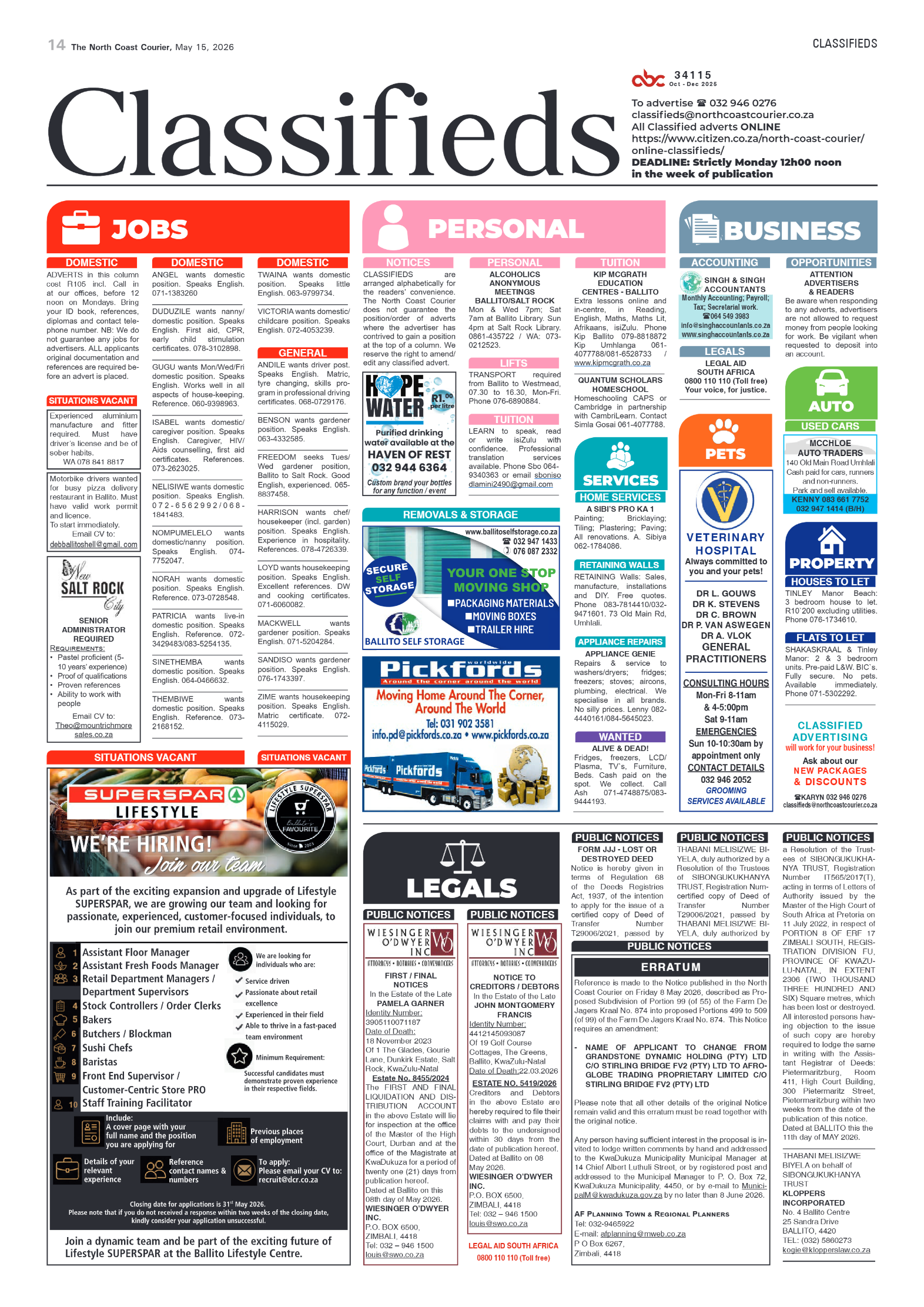 The North Coast Courier – 15 May 2026 page 14