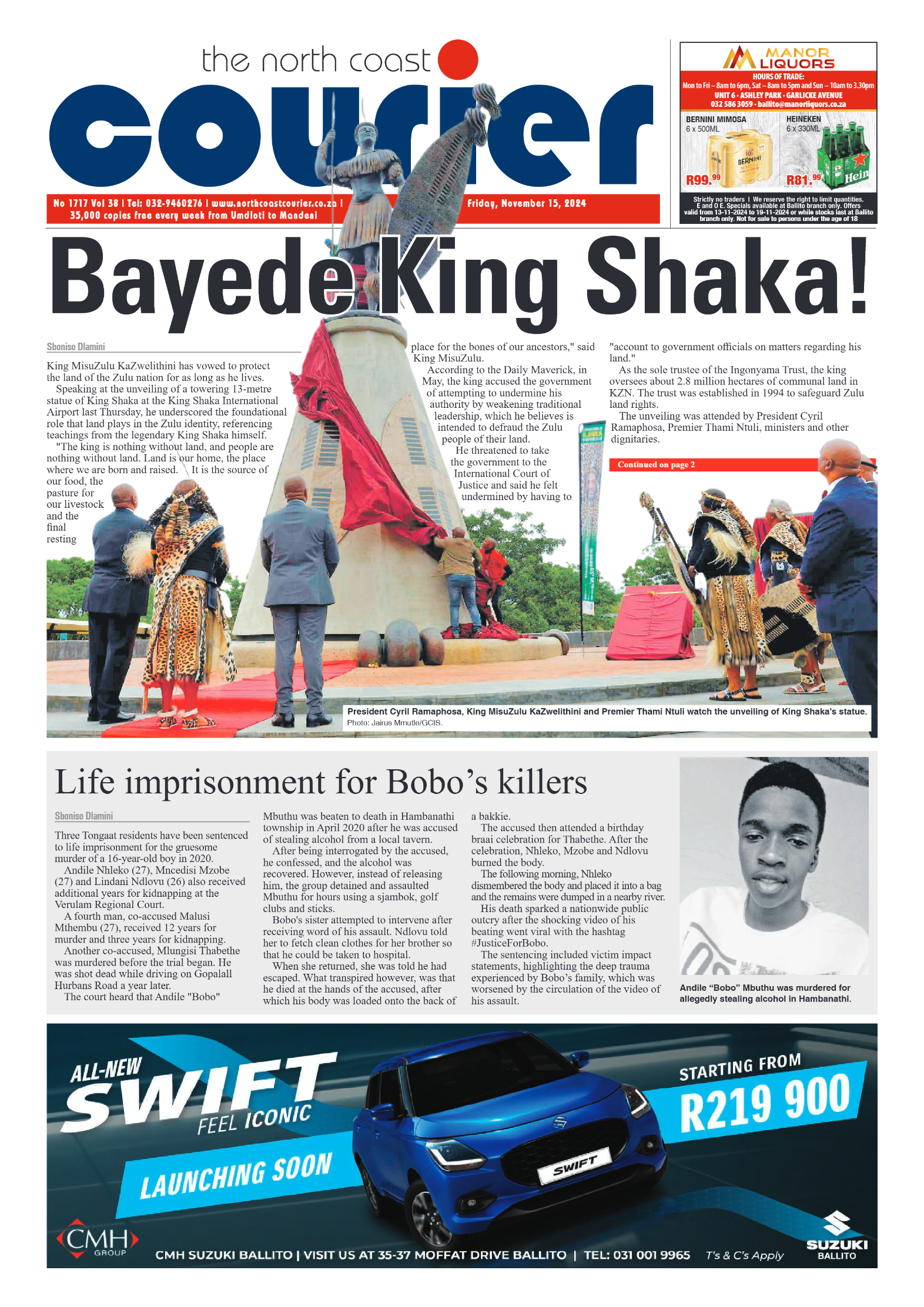 The North Coast Courier – 15 November 2024 page 1