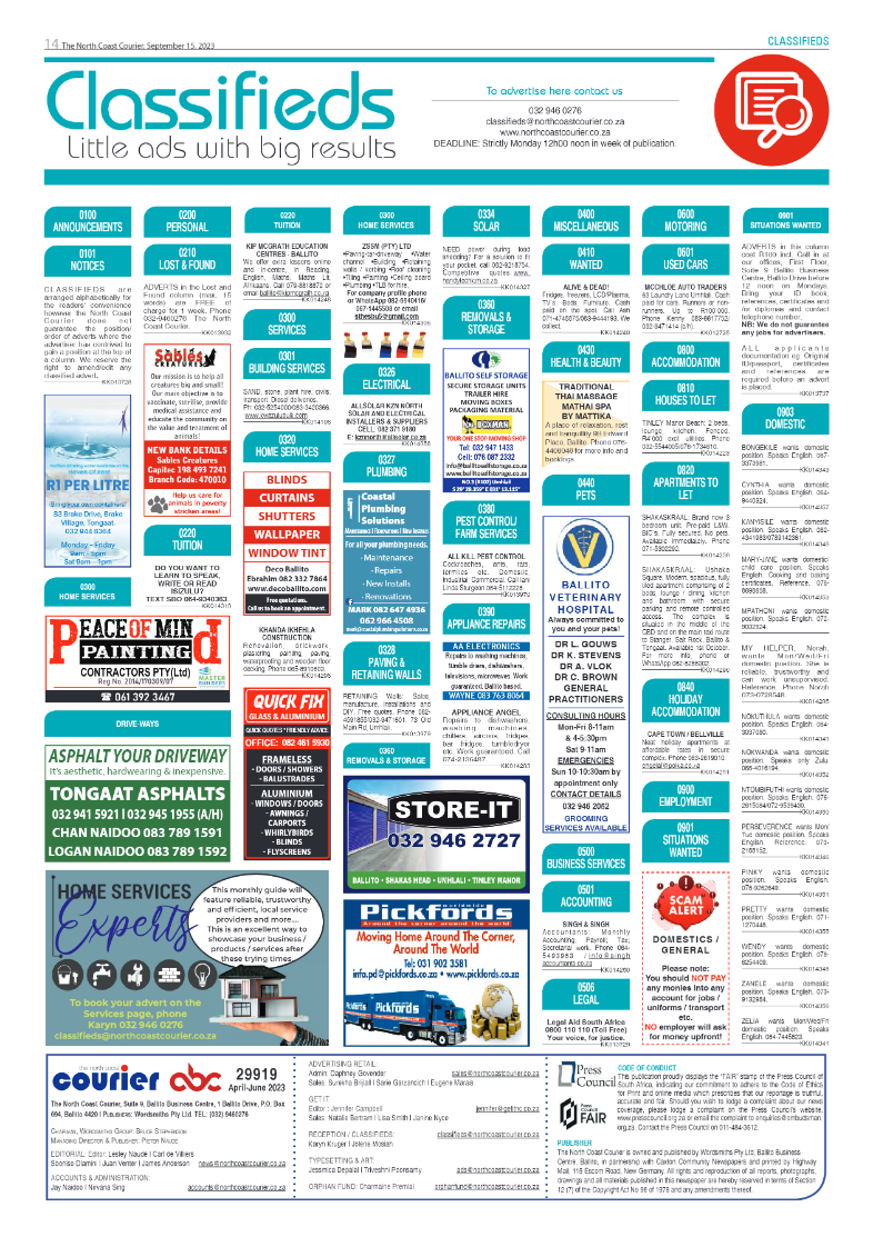 The North Coast Courier 15 September 2023 page 14