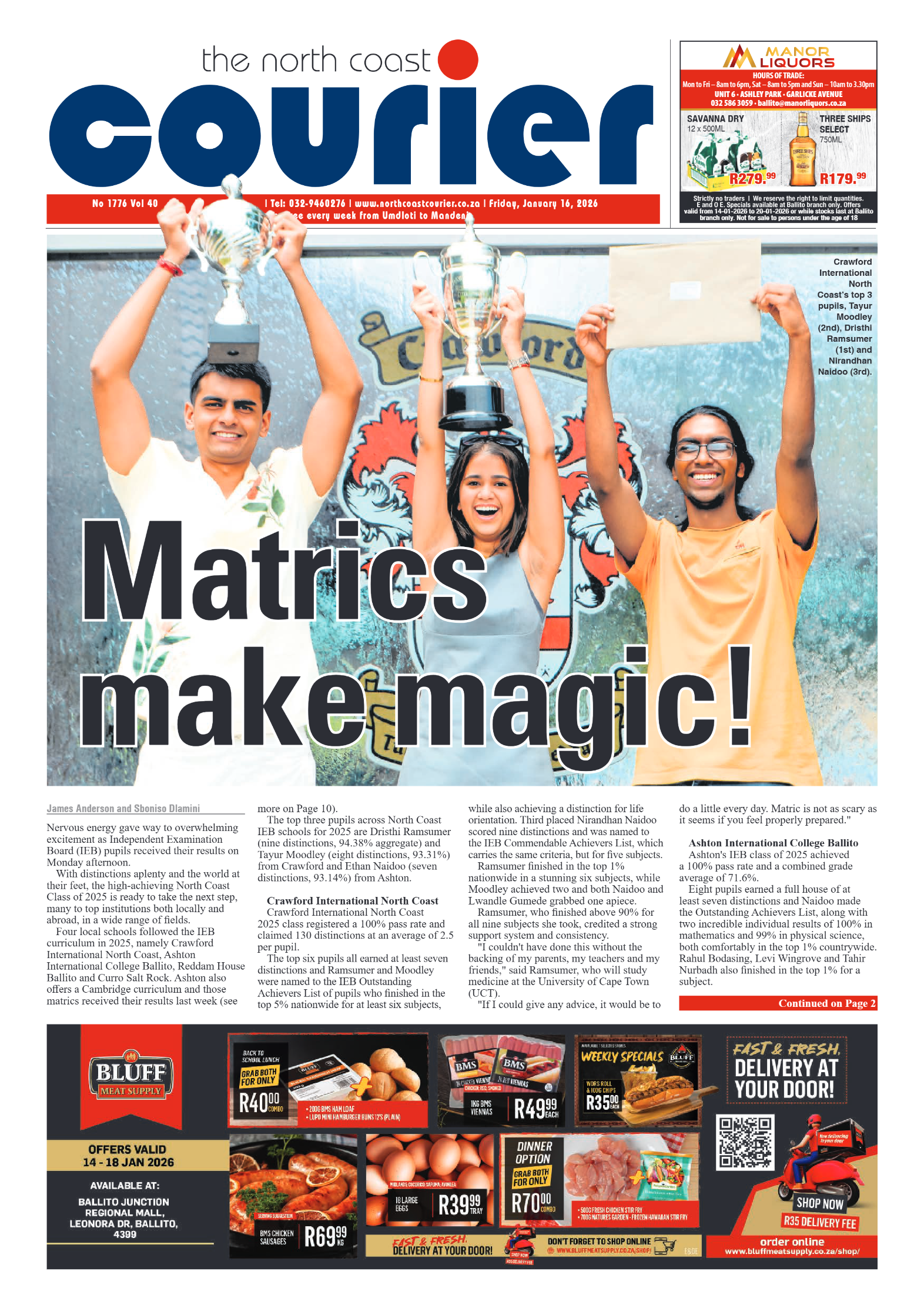 The North Coast Courier – 16 January 2026 page 1