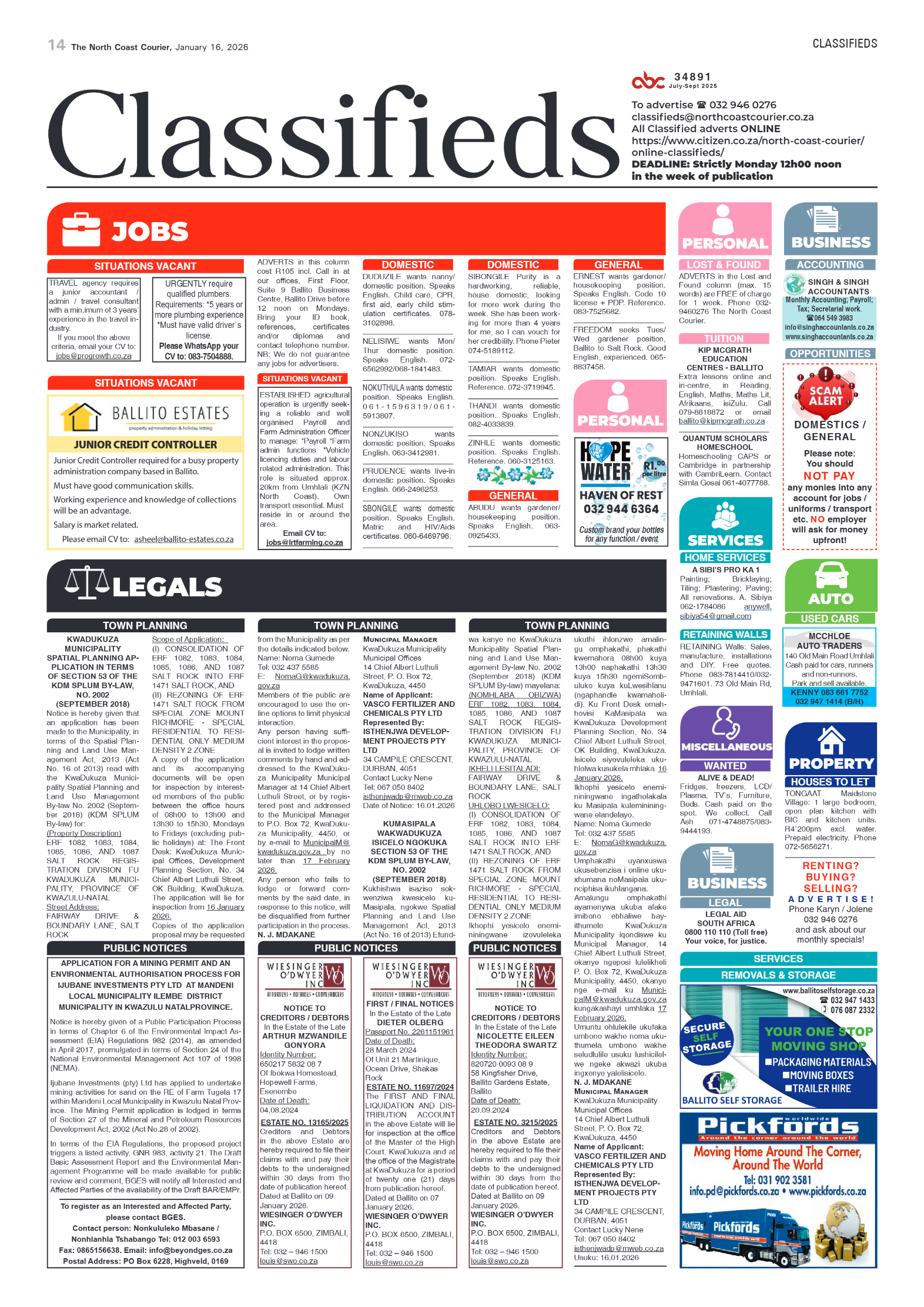 The North Coast Courier – 16 January 2026 page 14