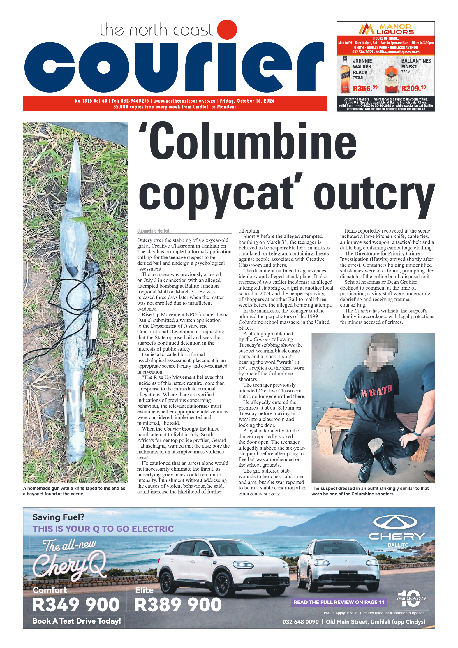 The North Coast Courier – 16 October 2026 page 1