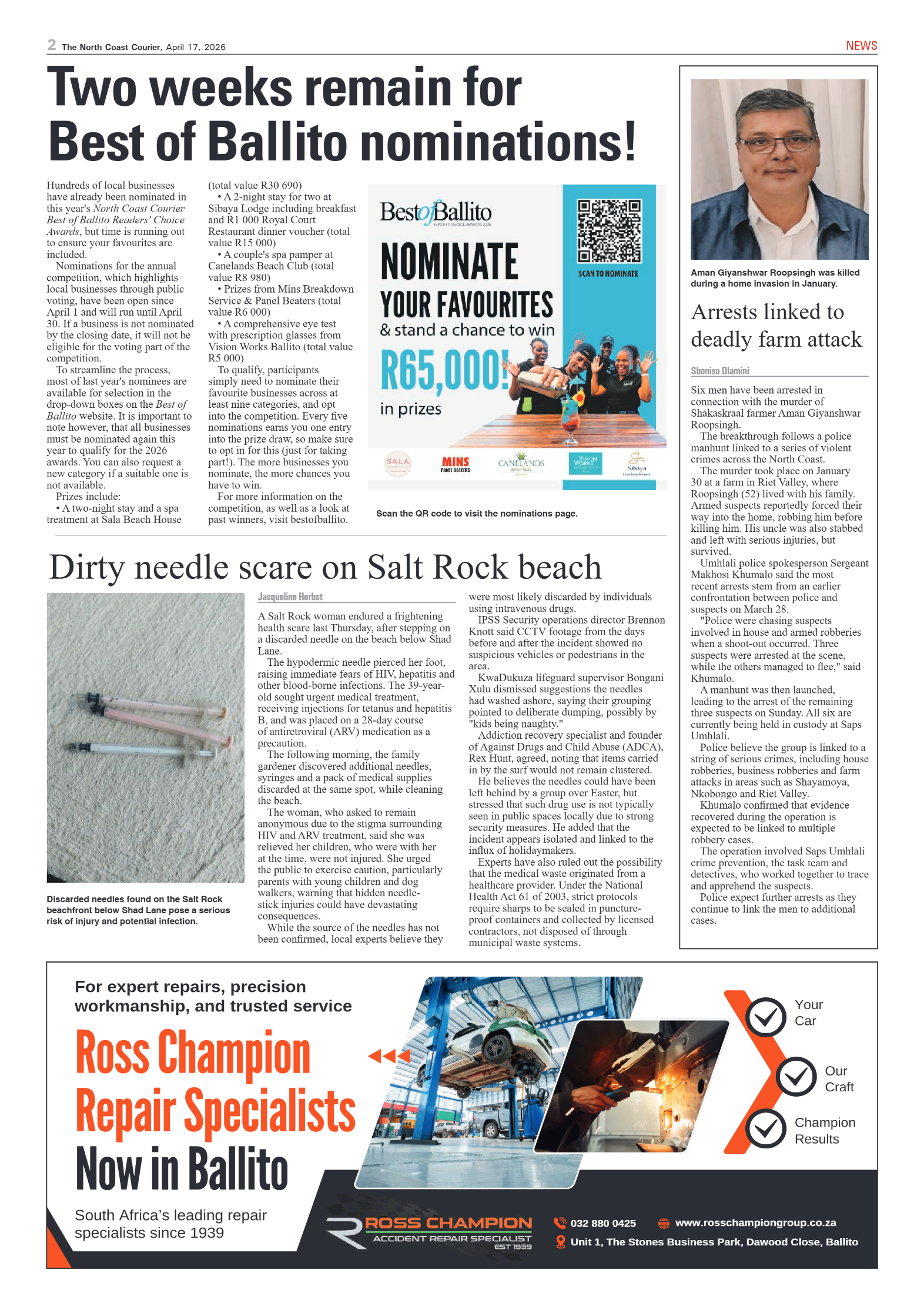 The North Coast Courier – 17 April 2026 page 2