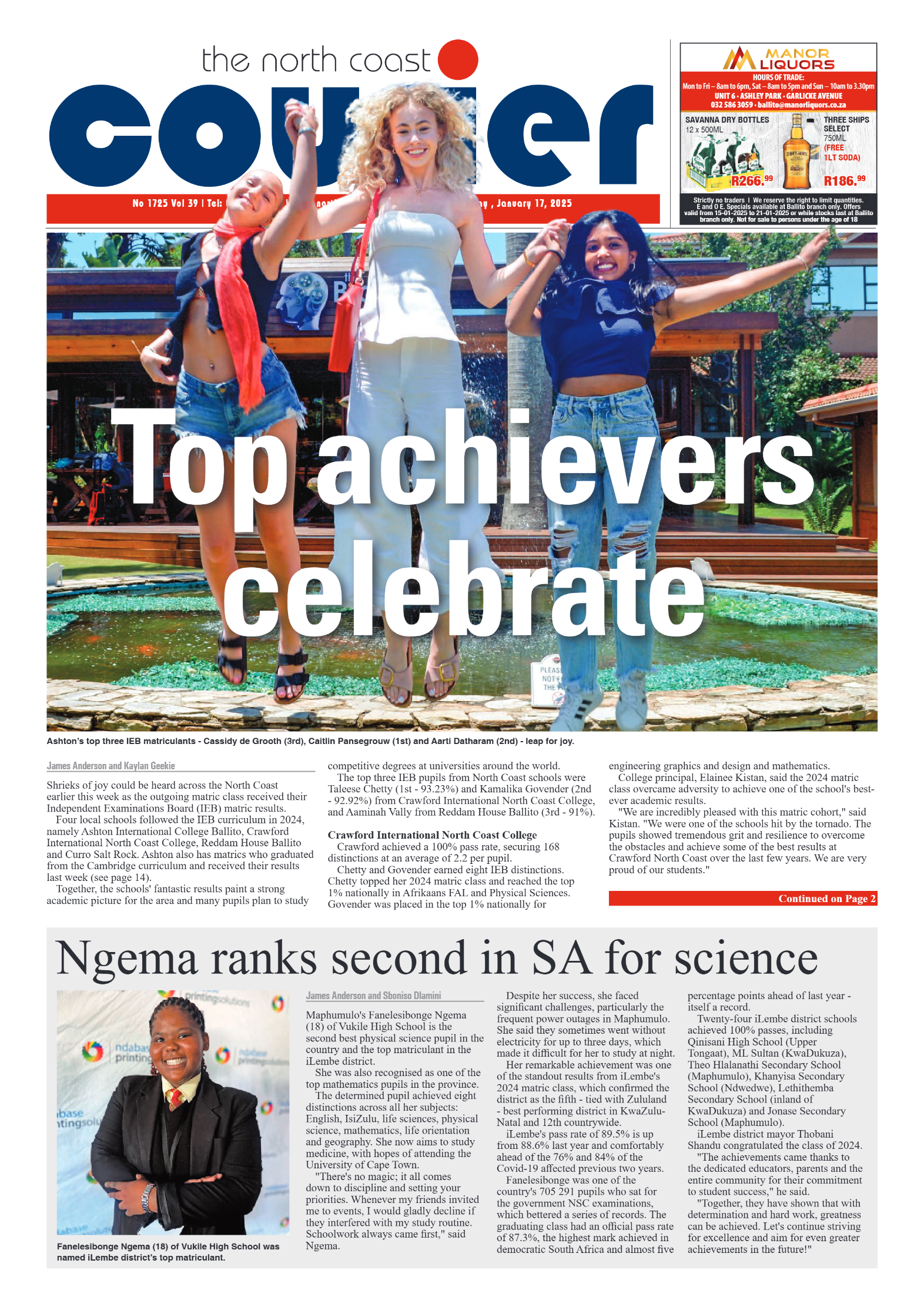 The North Coast Courier – 17 January 2025 page 1