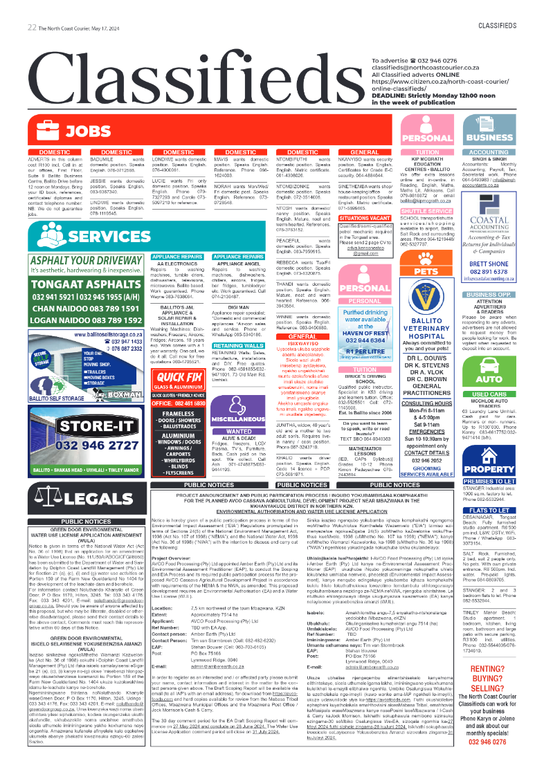 The North Coast Courier – 17 May 2024 page 22