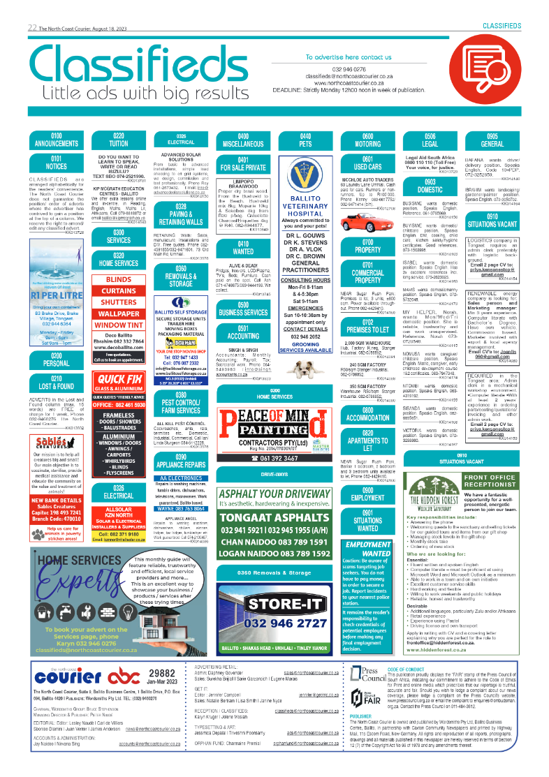 The North Coast Courier 18 August 2023 page 22